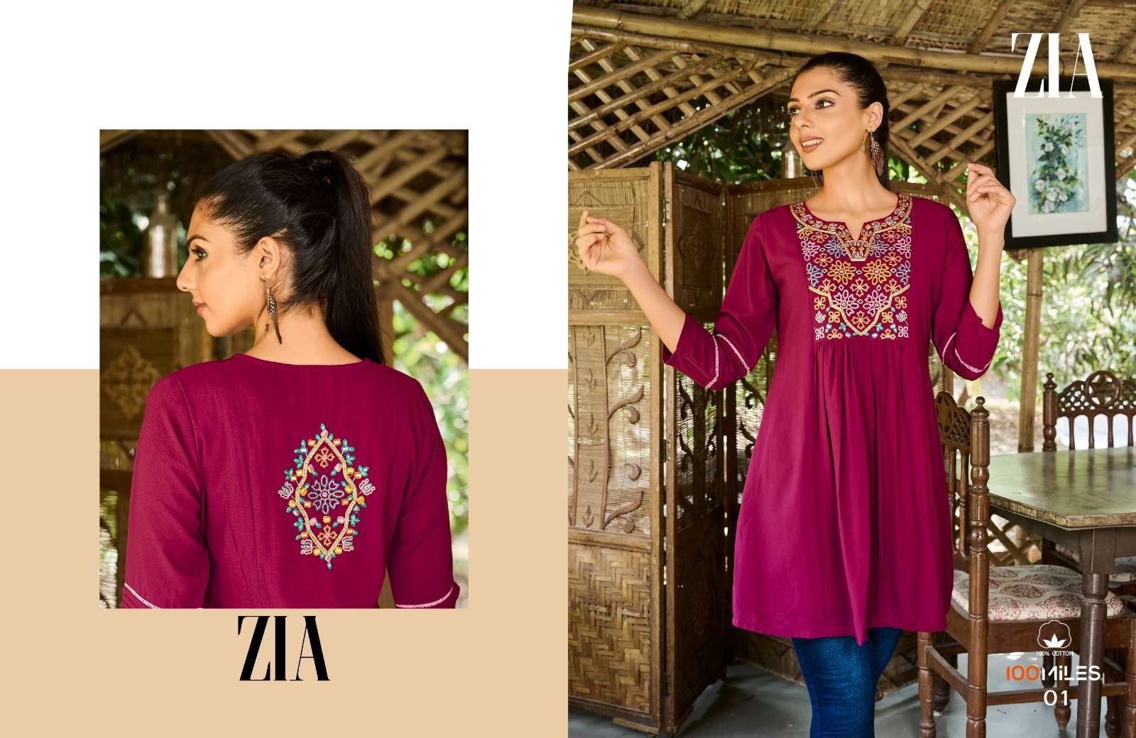 Zia By 100 Miles 01 To 04 Series Beautiful Stylish Fancy Colorful Casual Wear & Ethnic Wear Premium Georgette Tops At Wholesale Price