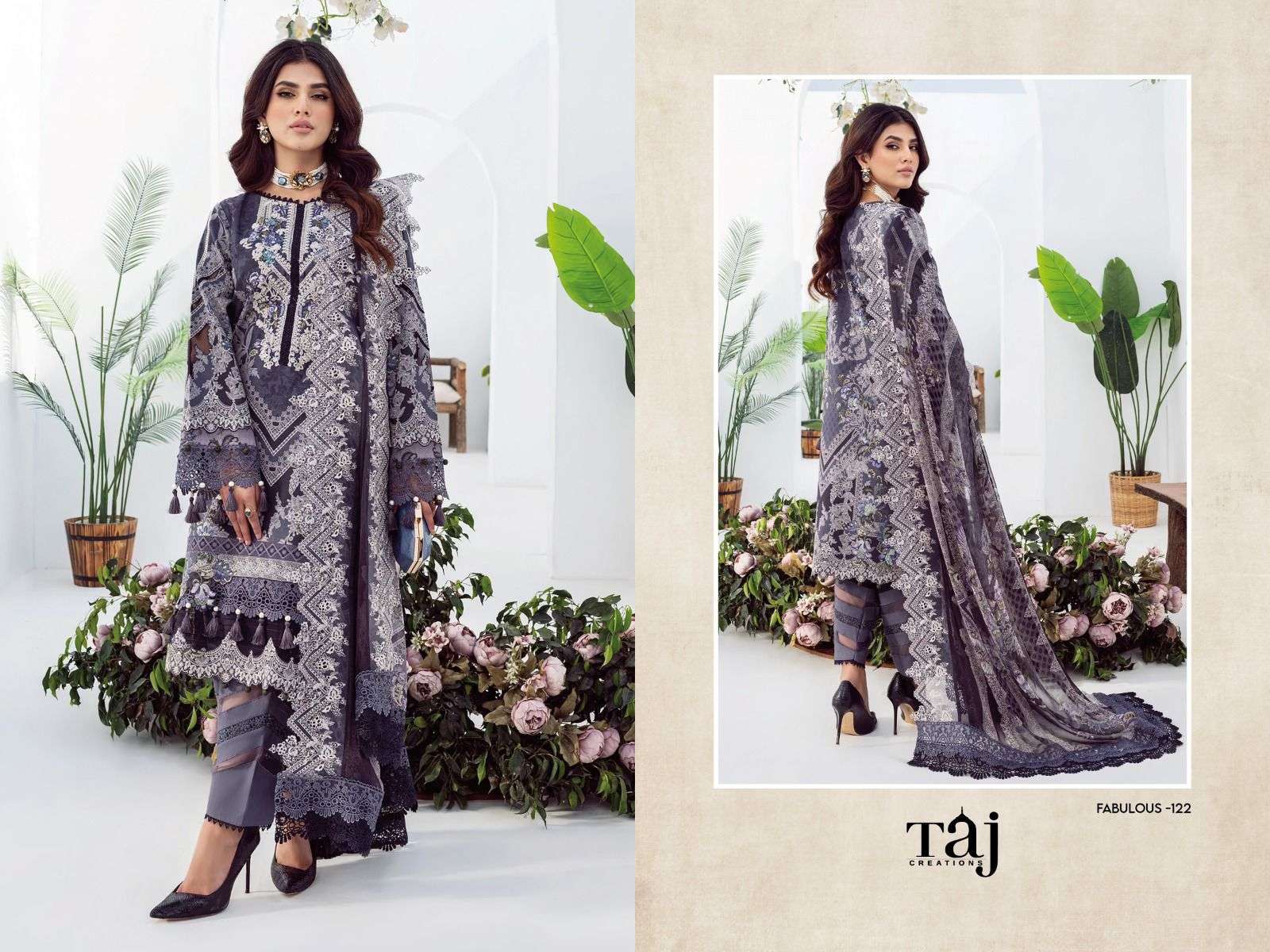 Needle Wonder By Taj Creations 121 To 122 Series Pakistani Suits Beautiful Fancy Colorful Stylish Party Wear & Occasional Wear Pure Cotton With Embroidery Dresses At Wholesale Price
