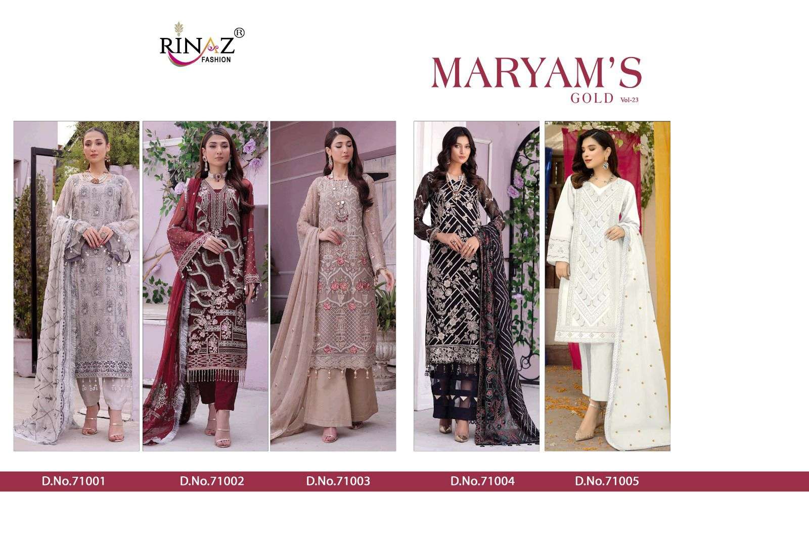 Maryams Gold Vol-23 By Rinaz Fashion 71001 To 71005 Series Beautiful Pakistani Suits Colorful Stylish Fancy Casual Wear & Ethnic Wear Faux Georgette Embroidered Dresses At Wholesale Price