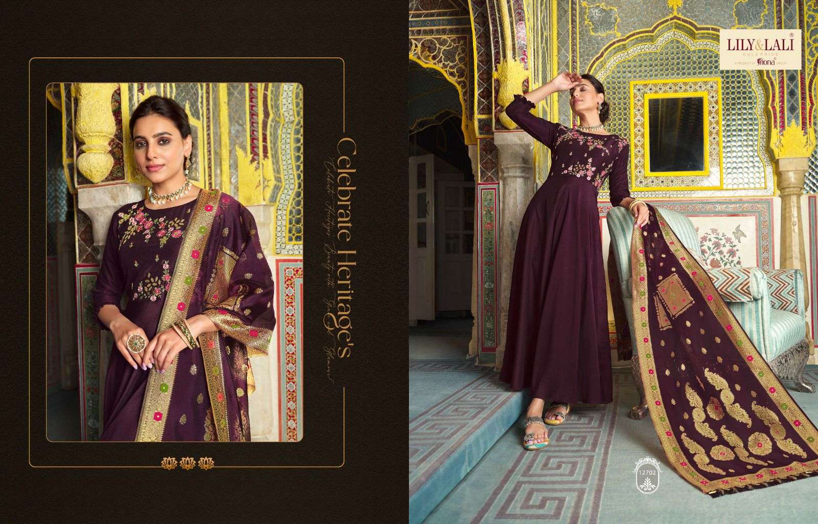 Mohini Vogue By Lily And Lali 12701 To 12706 Series Beautiful Stylish Fancy Colorful Casual Wear & Ethnic Wear Bemberg Silk Gowns With Dupatta At Wholesale Price