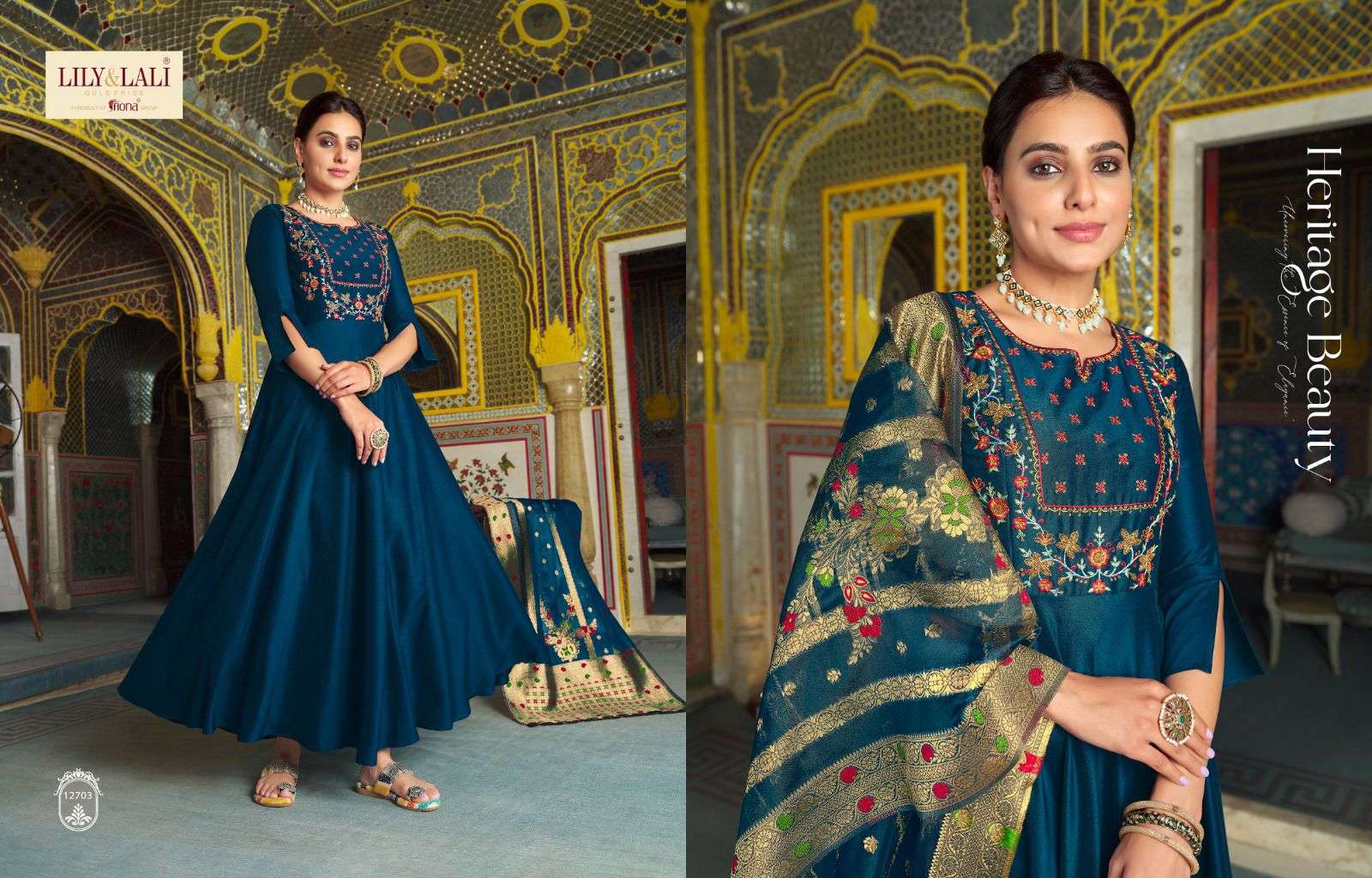 Mohini Vogue By Lily And Lali 12701 To 12706 Series Beautiful Stylish Fancy Colorful Casual Wear & Ethnic Wear Bemberg Silk Gowns With Dupatta At Wholesale Price