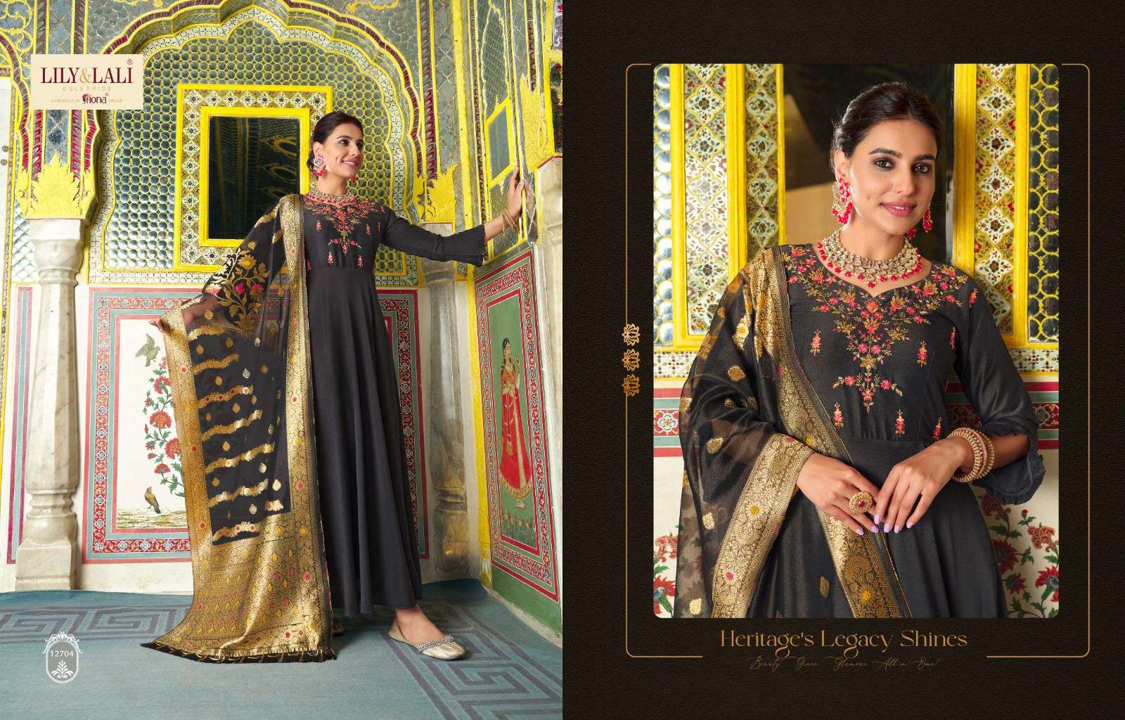 Mohini Vogue By Lily And Lali 12701 To 12706 Series Beautiful Stylish Fancy Colorful Casual Wear & Ethnic Wear Bemberg Silk Gowns With Dupatta At Wholesale Price