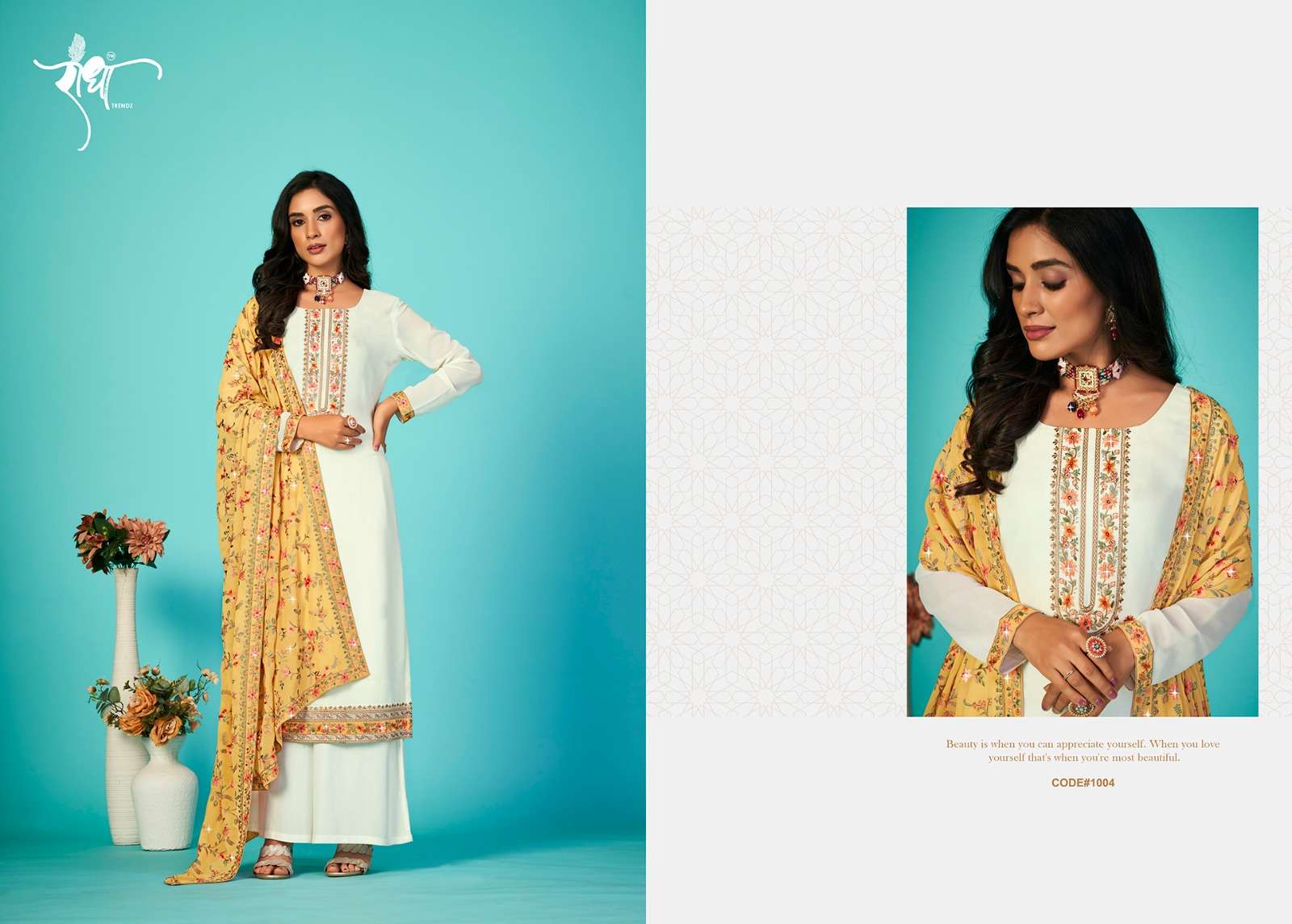 Sajni By Radha Trendz 1001 To 1005 Series Designer Festive Suits Beautiful Stylish Fancy Colorful Party Wear & Occasional Wear Heavy Georgette Embroidered Dresses At Wholesale Price