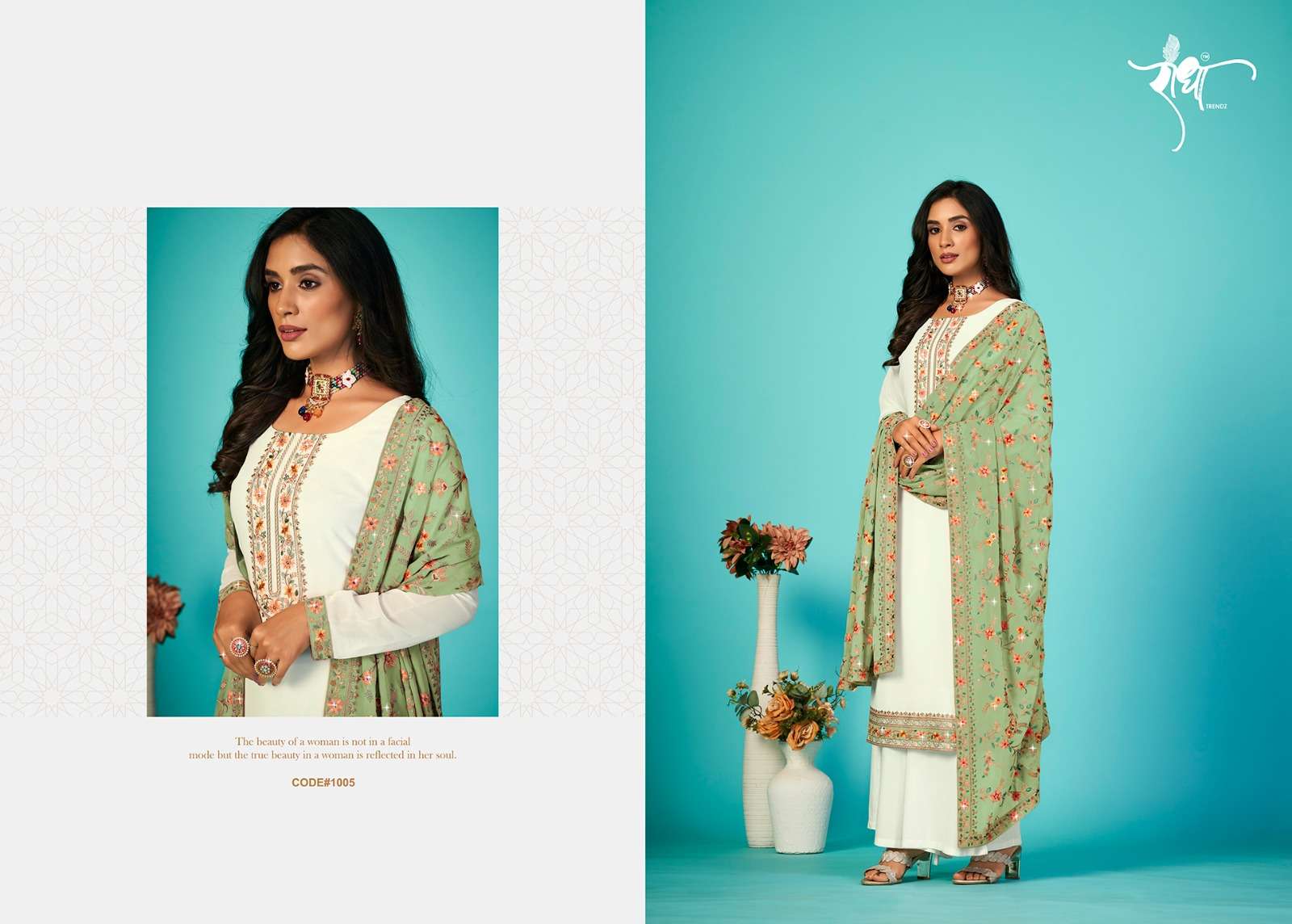 Sajni By Radha Trendz 1001 To 1005 Series Designer Festive Suits Beautiful Stylish Fancy Colorful Party Wear & Occasional Wear Heavy Georgette Embroidered Dresses At Wholesale Price