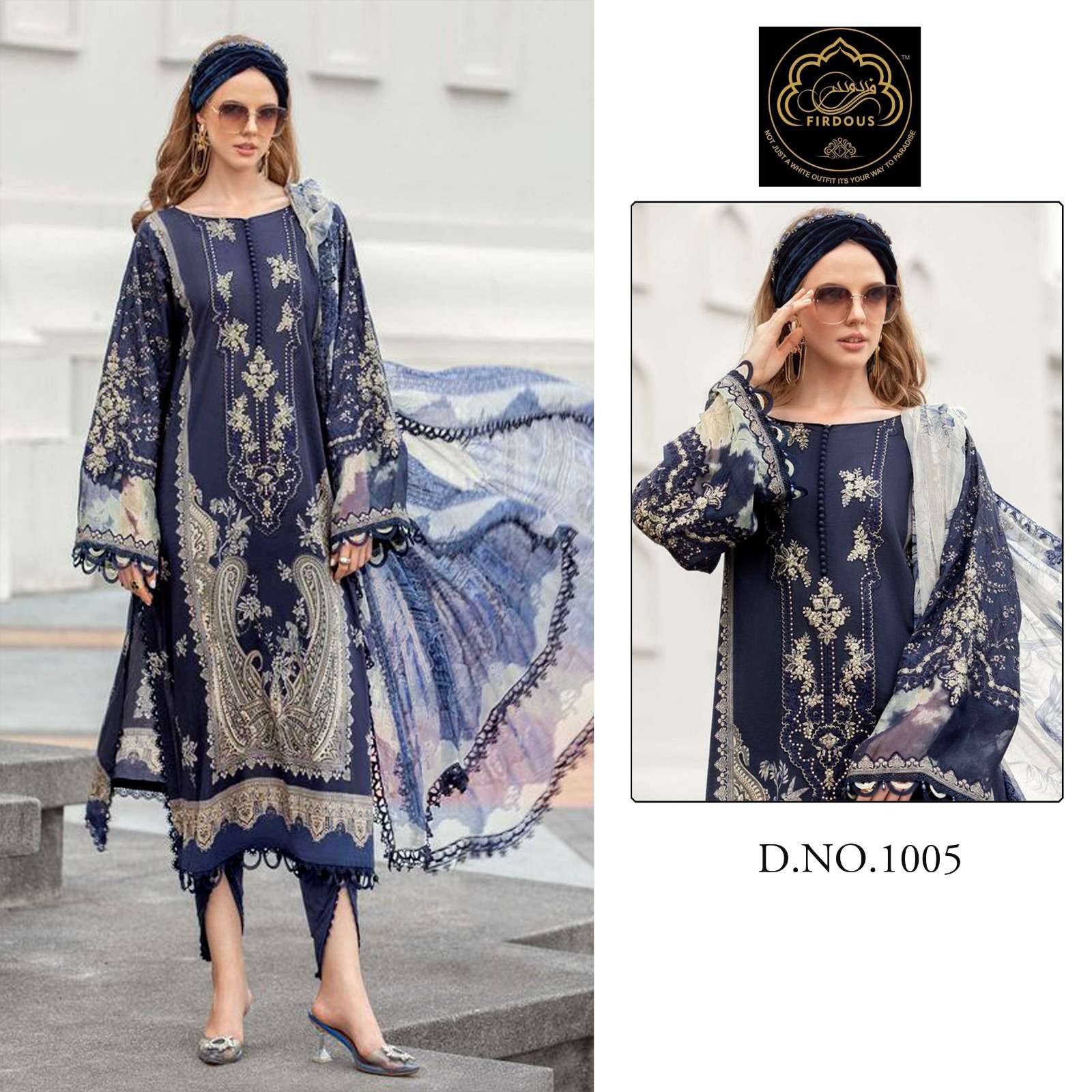 Mprints Spring Summer Collection By Firdous 1005 To 1006 Series Designer Pakistani Suits Beautiful Stylish Fancy Colorful Party Wear & Occasional Wear Pure Cotton Print Embroidered Dresses At Wholesale Price