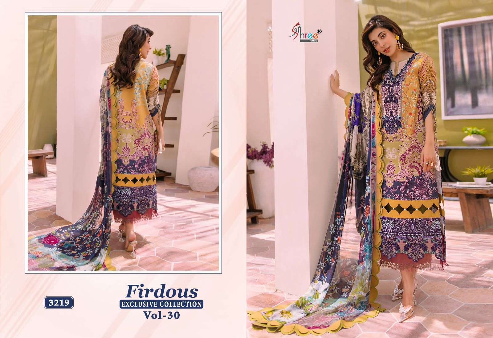 Firdous Exclusive Collection Vol-30 By Shree Fabs 3219 To 3226 Series Beautiful Pakistani Suits Colorful Stylish Fancy Casual Wear & Ethnic Wear Pure Cotton Dresses At Wholesale Price