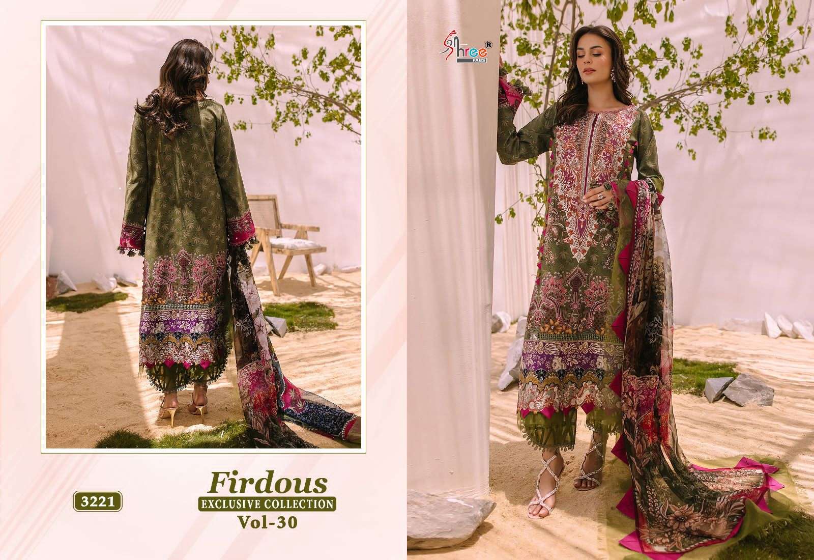 Firdous Exclusive Collection Vol-30 By Shree Fabs 3219 To 3226 Series Beautiful Pakistani Suits Colorful Stylish Fancy Casual Wear & Ethnic Wear Pure Cotton Dresses At Wholesale Price