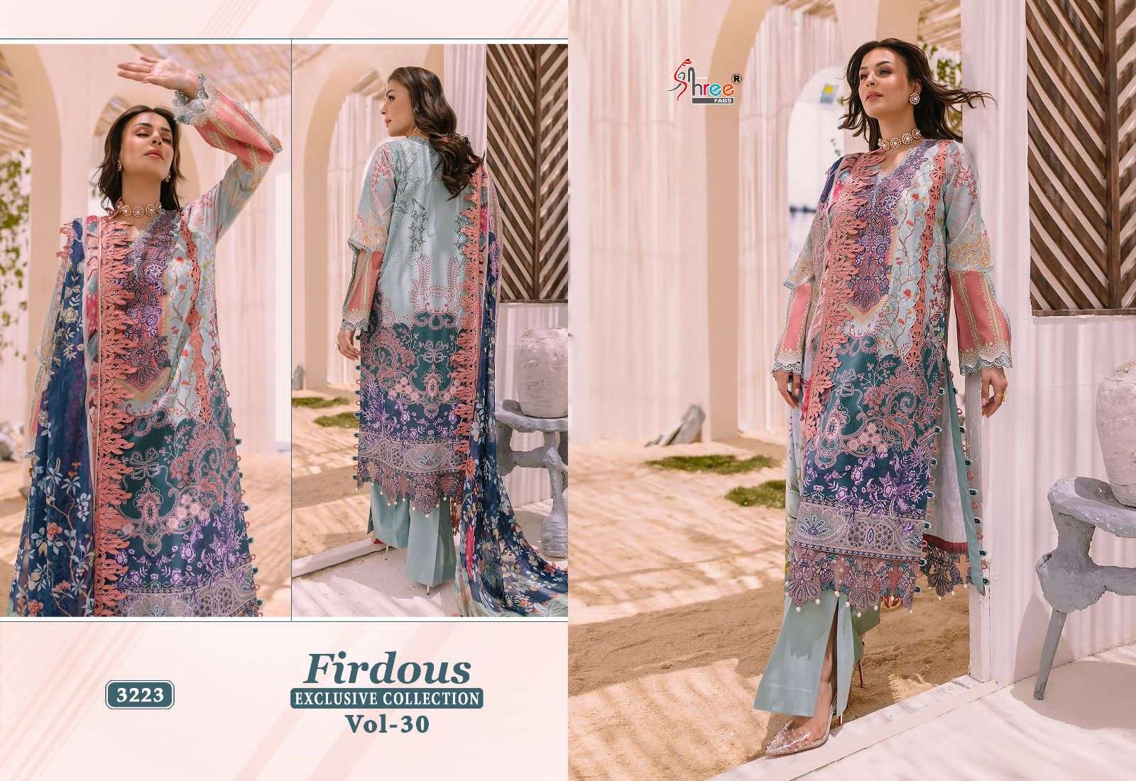 Firdous Exclusive Collection Vol-30 By Shree Fabs 3219 To 3226 Series Beautiful Pakistani Suits Colorful Stylish Fancy Casual Wear & Ethnic Wear Pure Cotton Dresses At Wholesale Price