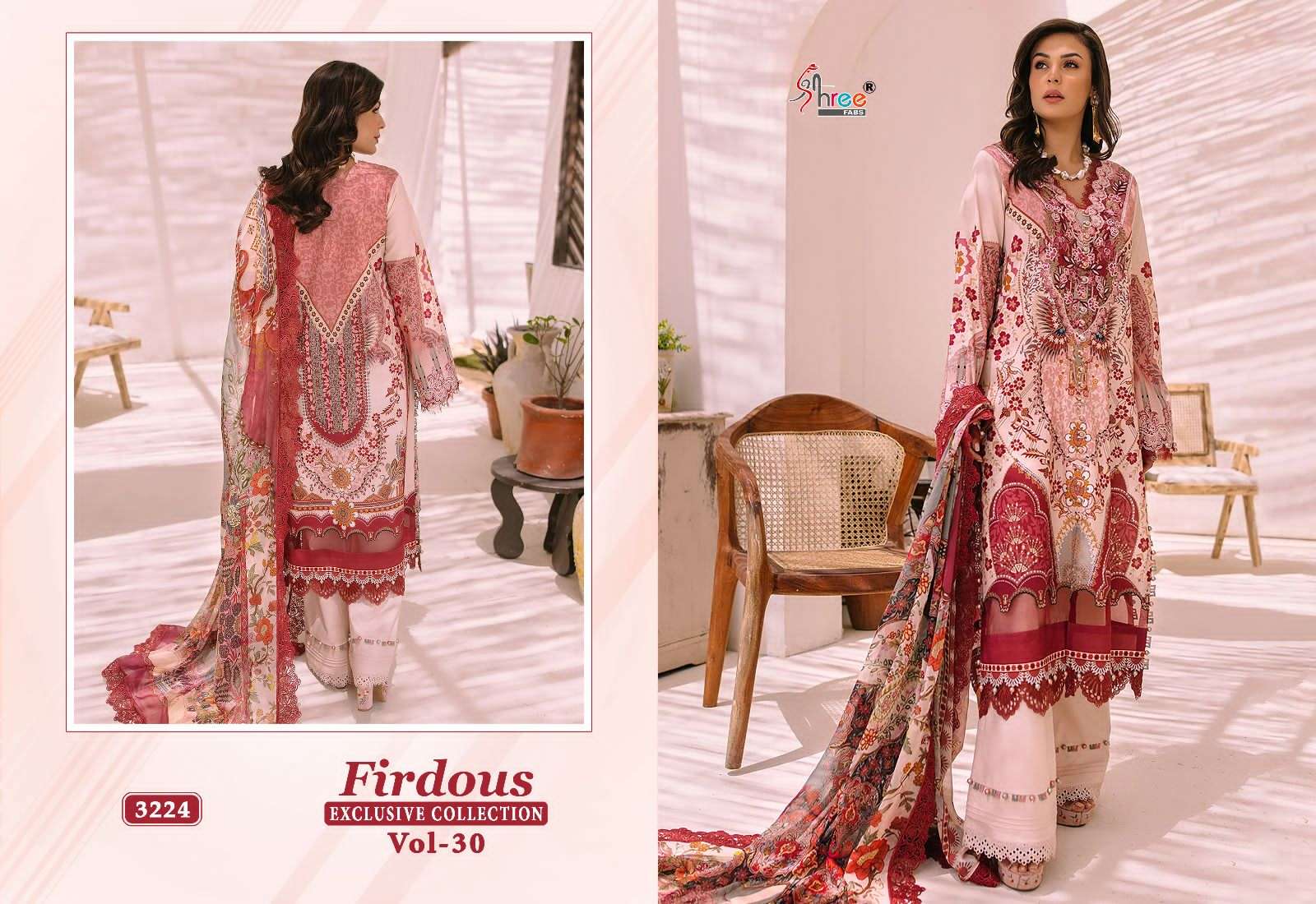 Firdous Exclusive Collection Vol-30 By Shree Fabs 3219 To 3226 Series Beautiful Pakistani Suits Colorful Stylish Fancy Casual Wear & Ethnic Wear Pure Cotton Dresses At Wholesale Price