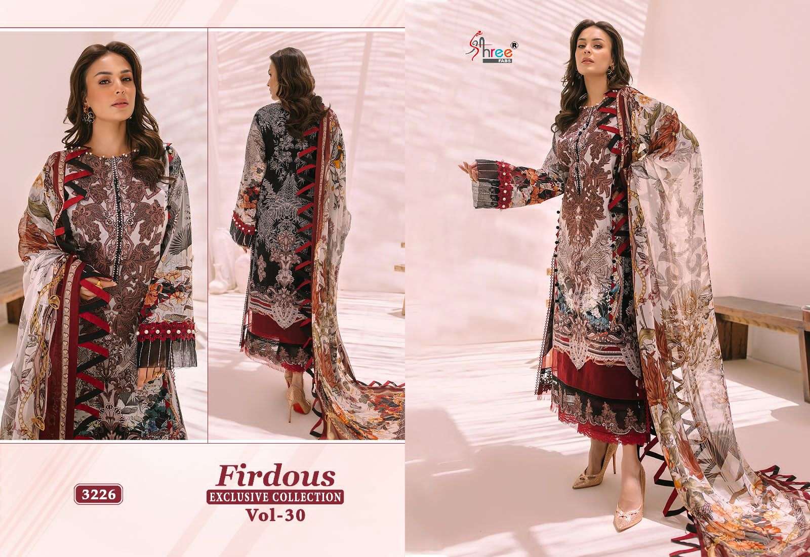 Firdous Exclusive Collection Vol-30 By Shree Fabs 3219 To 3226 Series Beautiful Pakistani Suits Colorful Stylish Fancy Casual Wear & Ethnic Wear Pure Cotton Dresses At Wholesale Price