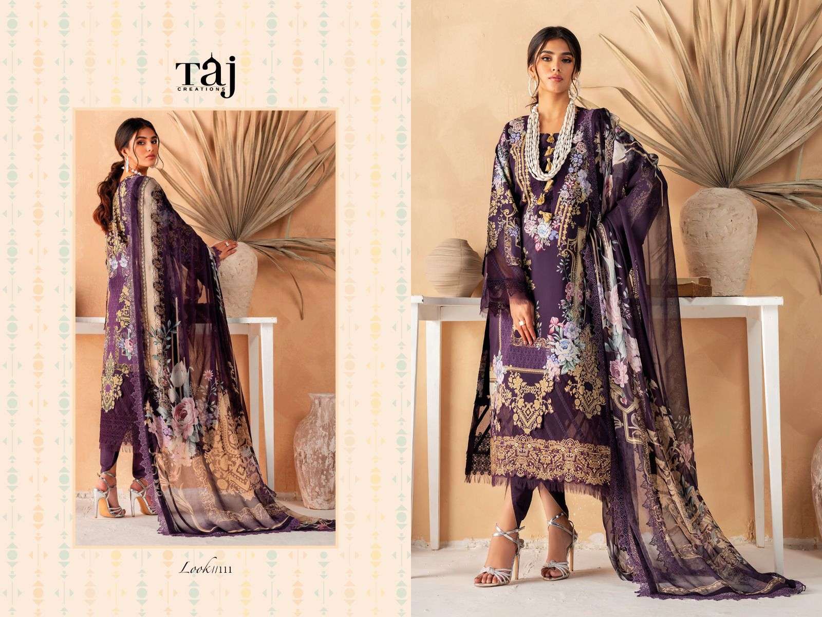 Firdous Ayzal By Taj Creation 111 To 112 Series Pakistani Suits Beautiful Fancy Colorful Stylish Party Wear & Occasional Wear Pure Cotton With Embroidery Dresses At Wholesale Price