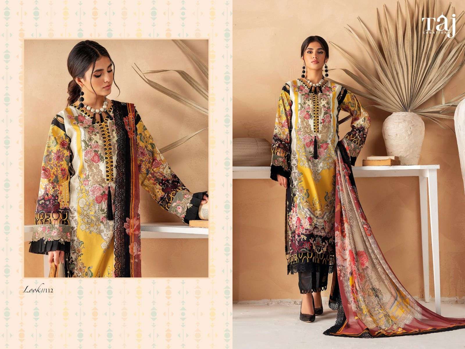 Firdous Ayzal By Taj Creation 111 To 112 Series Pakistani Suits Beautiful Fancy Colorful Stylish Party Wear & Occasional Wear Pure Cotton With Embroidery Dresses At Wholesale Price