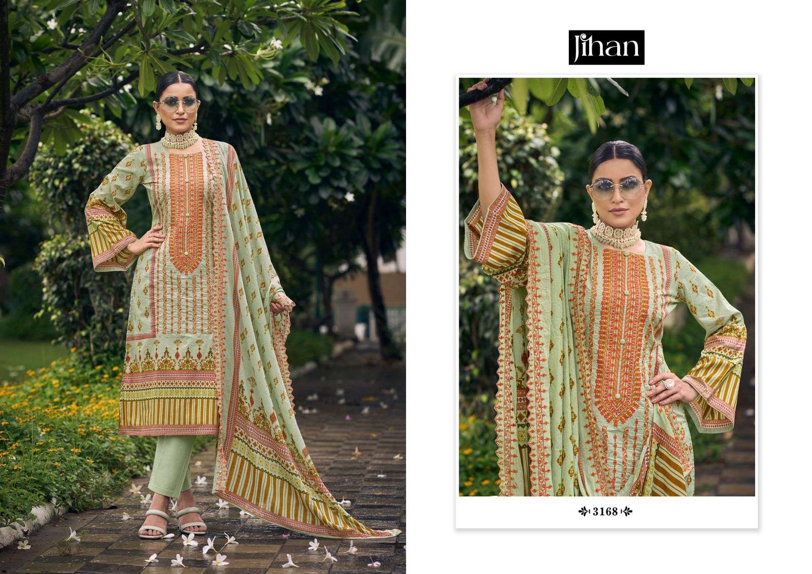 Bin Saeed Vol-4 By Jihan Beautiful Pakistani Suits Colorful Stylish Fancy Casual Wear & Ethnic Wear Lawn Digital Print Dresses At Wholesale Price
