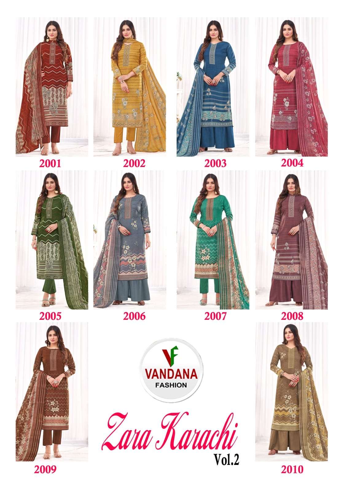 Zara Karachi Vol-2 By Vandana 2001 To 2010 Series Beautiful Festive Suits Colorful Stylish Fancy Casual Wear & Ethnic Wear Pure Cotton Digital Print Dresses At Wholesale Price