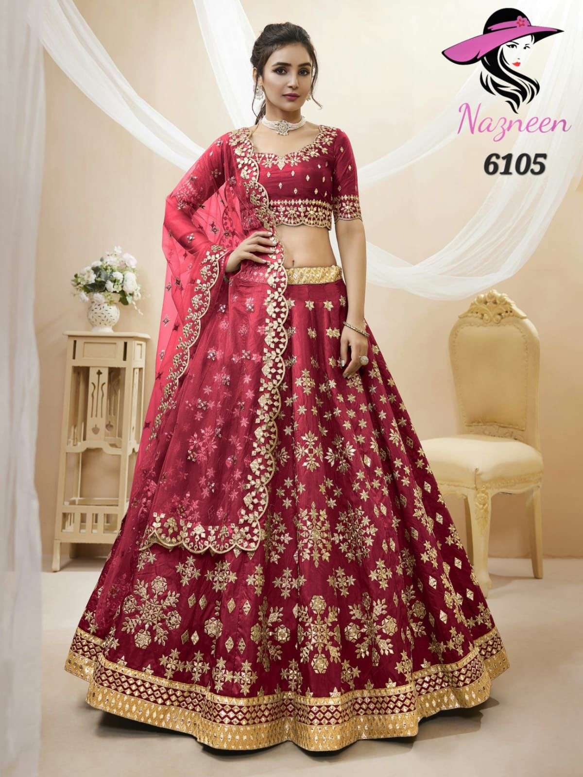 Sophia By Nazneen 6104 To 6109 Series Indian Traditional Beautiful Stylish Designer Banarasi Silk Jacquard Embroidered Party Wear Art Silk Lehengas At Wholesale Price