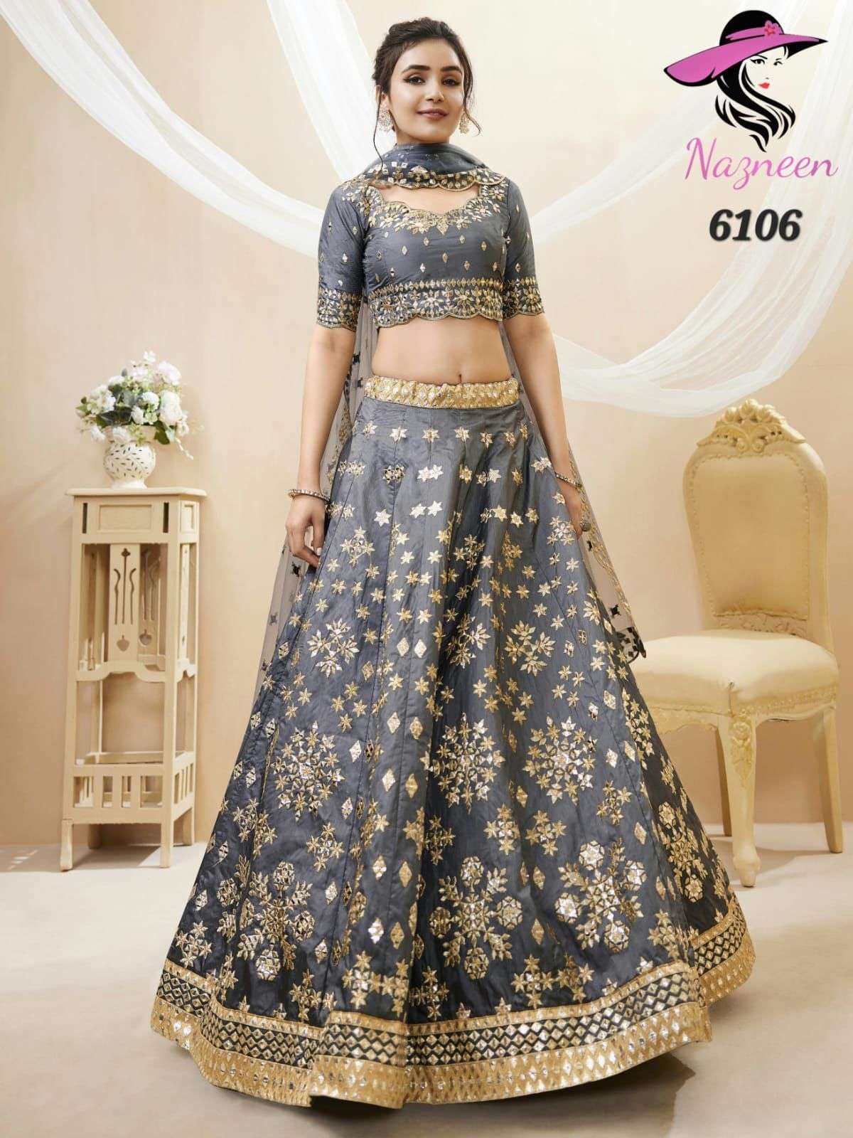 Sophia By Nazneen 6104 To 6109 Series Indian Traditional Beautiful Stylish Designer Banarasi Silk Jacquard Embroidered Party Wear Art Silk Lehengas At Wholesale Price