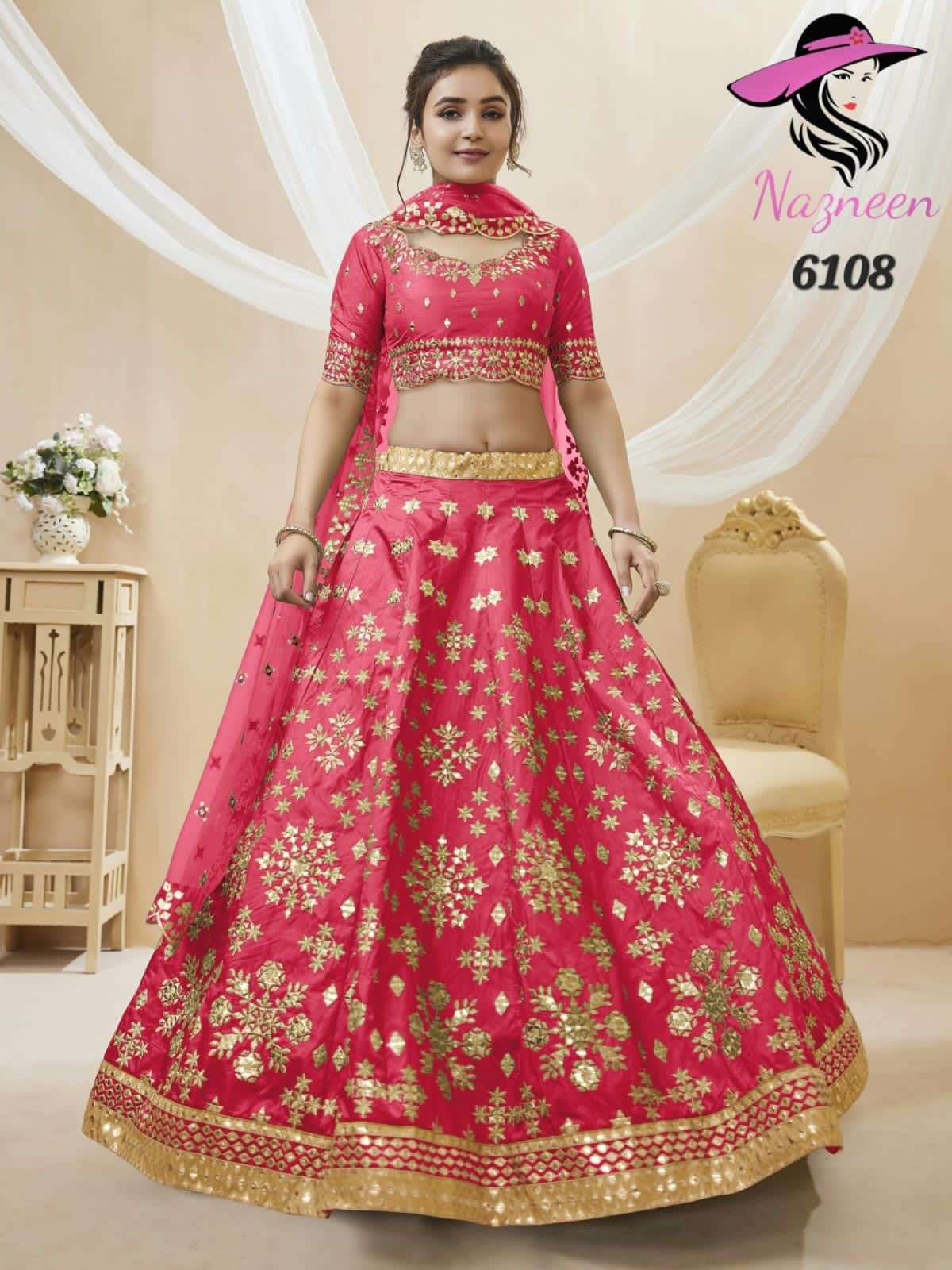 Sophia By Nazneen 6104 To 6109 Series Indian Traditional Beautiful Stylish Designer Banarasi Silk Jacquard Embroidered Party Wear Art Silk Lehengas At Wholesale Price