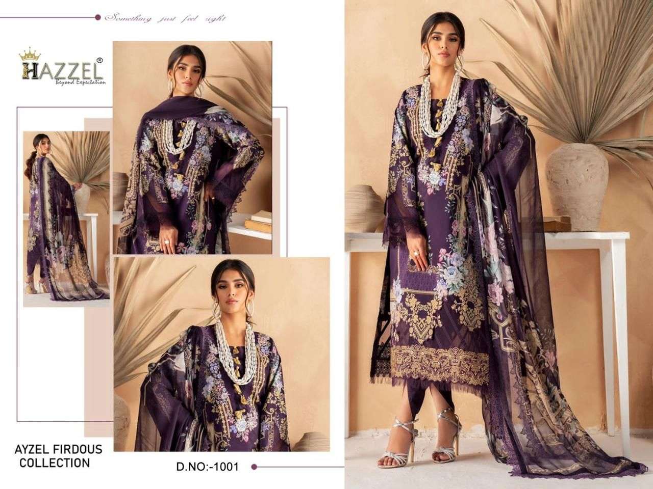 Ayzel Firdous Collection By Hazzel 1001 To 1003 Series Beautiful Pakistani Suits Colorful Stylish Fancy Casual Wear & Ethnic Wear Pure Cotton Print With Embroidered Dresses At Wholesale Price