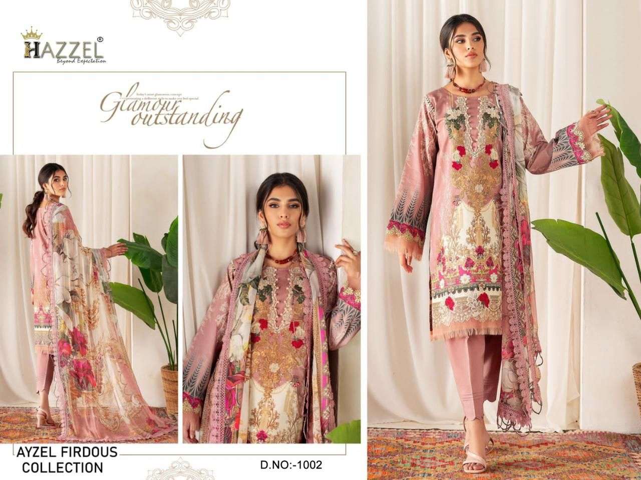 Ayzel Firdous Collection By Hazzel 1001 To 1003 Series Beautiful Pakistani Suits Colorful Stylish Fancy Casual Wear & Ethnic Wear Pure Cotton Print With Embroidered Dresses At Wholesale Price