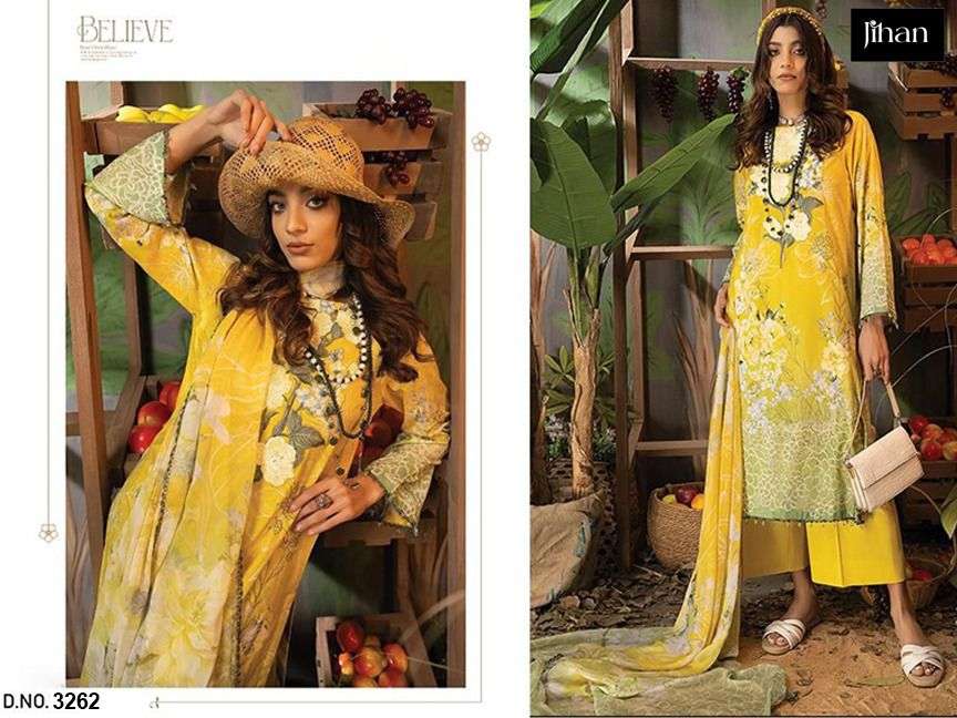 Jihan Hit Design 3262 By Jihan Beautiful Stylish Pakistani Suits Fancy Colorful Casual Wear & Ethnic Wear & Ready To Wear Pure Cotton Print With Embroidery Dresses At Wholesale Price