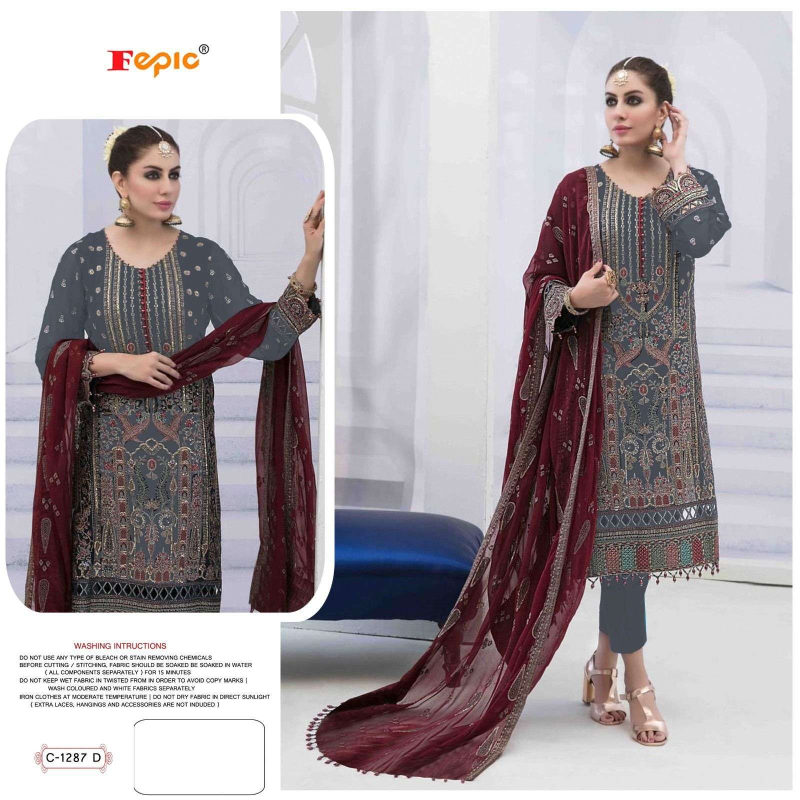 Fepic 1287 Colours Vol-2 By Fepic Beautiful Pakistani Suits Colorful Stylish Fancy Casual Wear & Ethnic Wear Georgette Embroidered Dresses At Wholesale Price