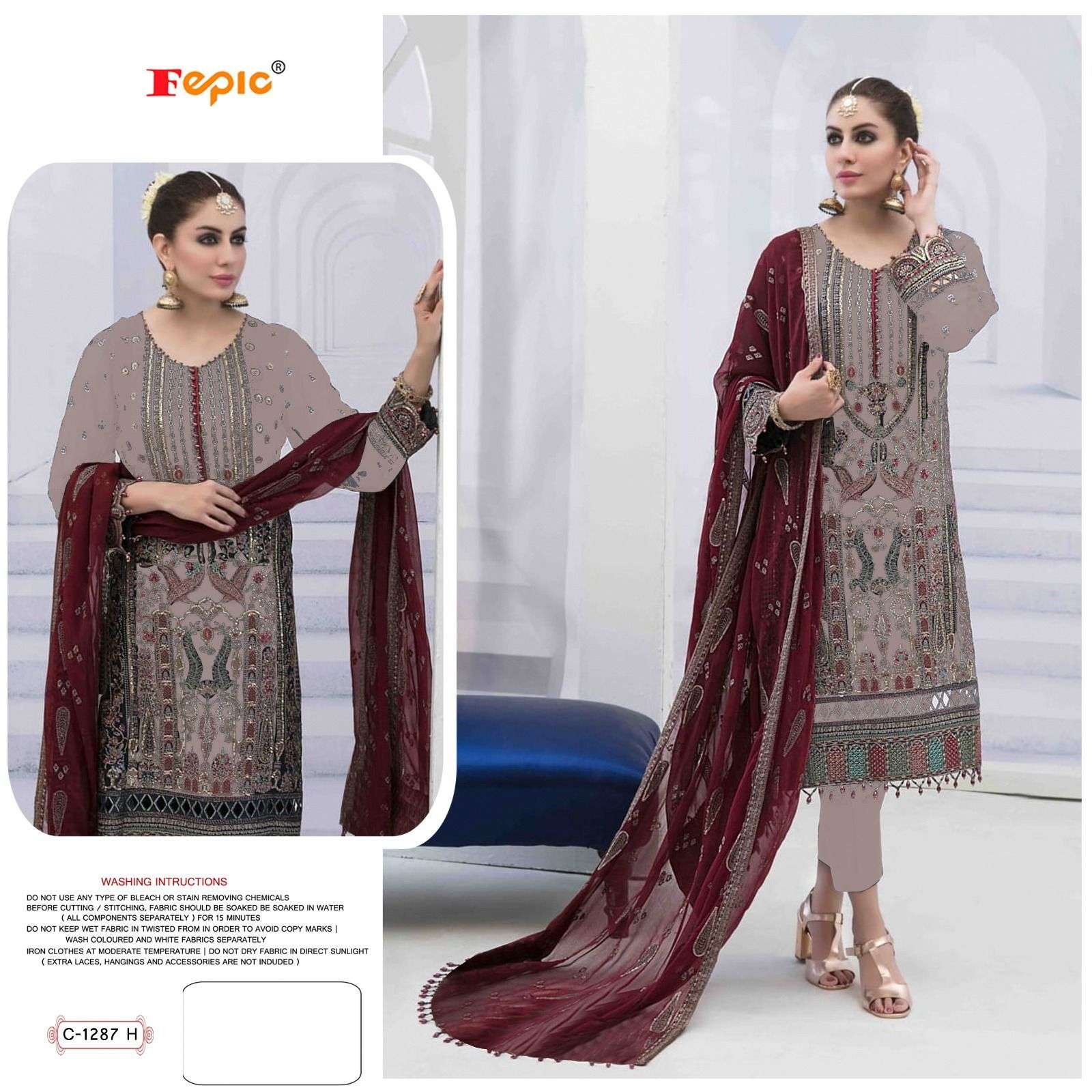 Fepic 1287 Colours Vol-2 By Fepic Beautiful Pakistani Suits Colorful Stylish Fancy Casual Wear & Ethnic Wear Georgette Embroidered Dresses At Wholesale Price