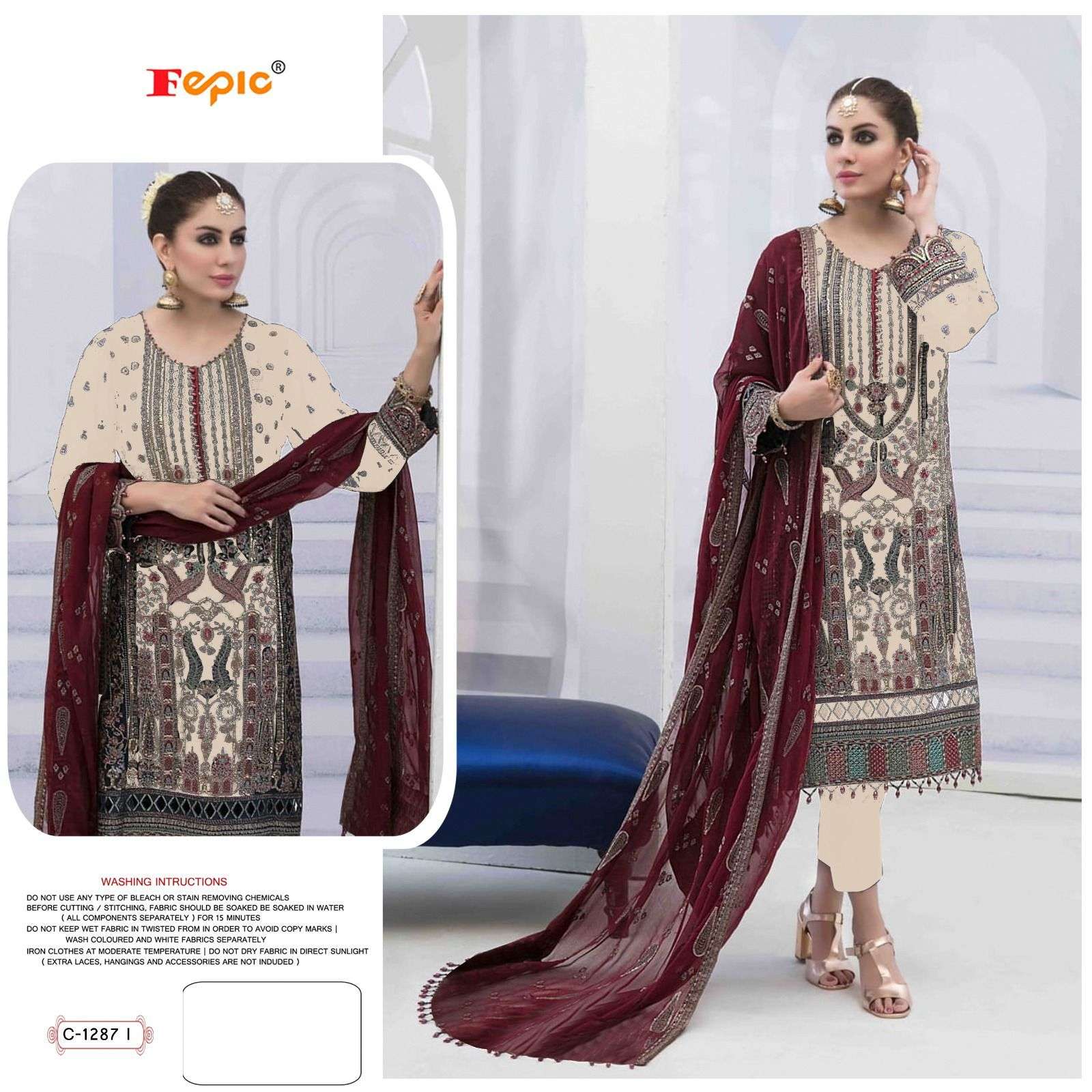 Fepic 1287 Colours Vol-2 By Fepic Beautiful Pakistani Suits Colorful Stylish Fancy Casual Wear & Ethnic Wear Georgette Embroidered Dresses At Wholesale Price