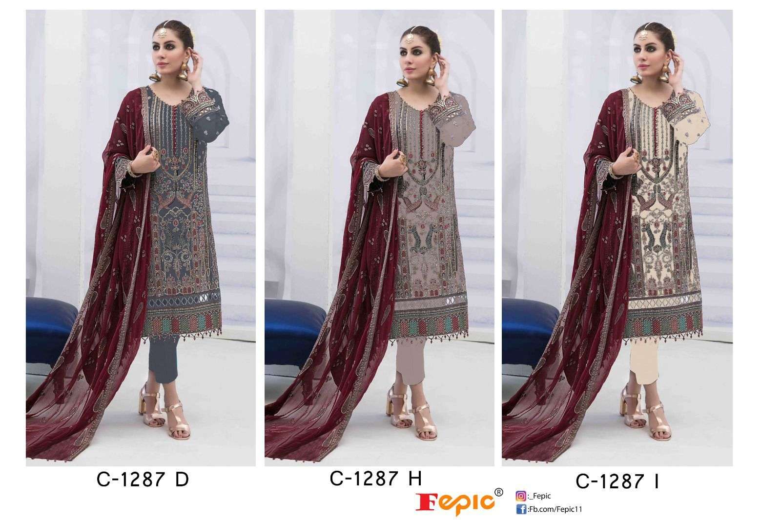 Fepic 1287 Colours Vol-2 By Fepic Beautiful Pakistani Suits Colorful Stylish Fancy Casual Wear & Ethnic Wear Georgette Embroidered Dresses At Wholesale Price