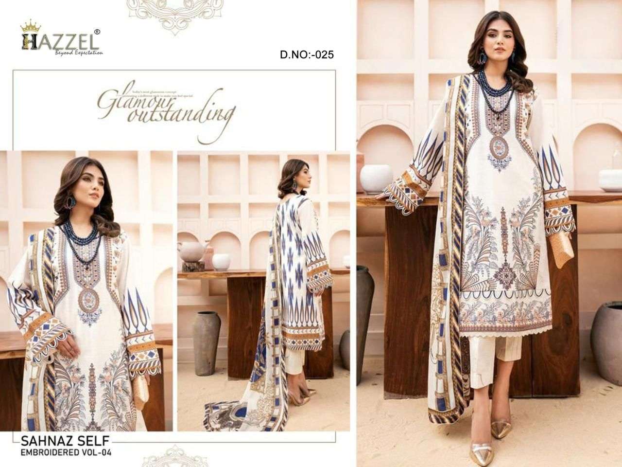 Hazzel Hit Design 025 By Hazzel Pakistani Suits Beautiful Fancy Colorful Stylish Party Wear & Occasional Wear Pure Cotton Print With Embroidery Dresses At Wholesale Price
