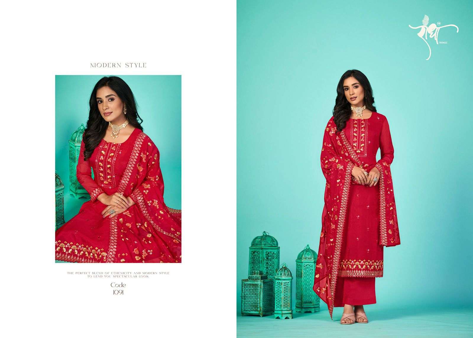 Bandhan By Radha Trendz 1091 To 1096 Series Beautiful Festive Suits Colorful Stylish Fancy Casual Wear & Ethnic Wear Organza Embroidery Dresses At Wholesale Price