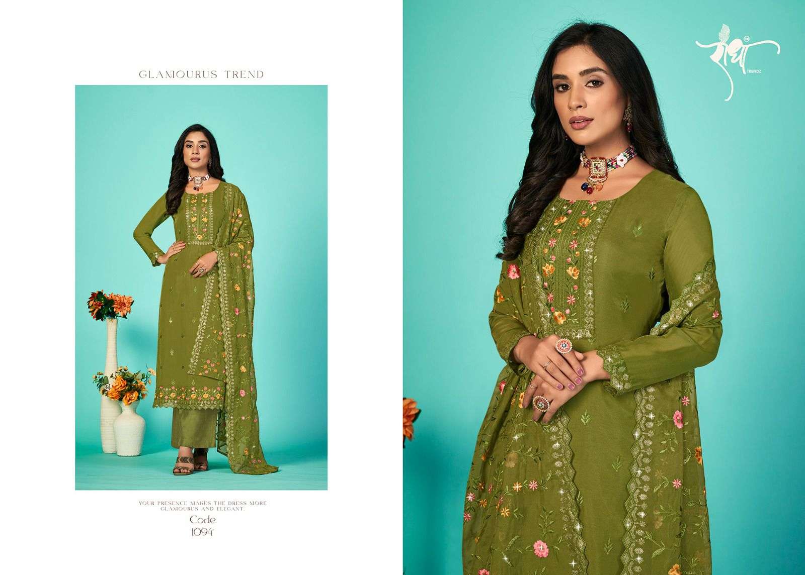 Bandhan By Radha Trendz 1091 To 1096 Series Beautiful Festive Suits Colorful Stylish Fancy Casual Wear & Ethnic Wear Organza Embroidery Dresses At Wholesale Price