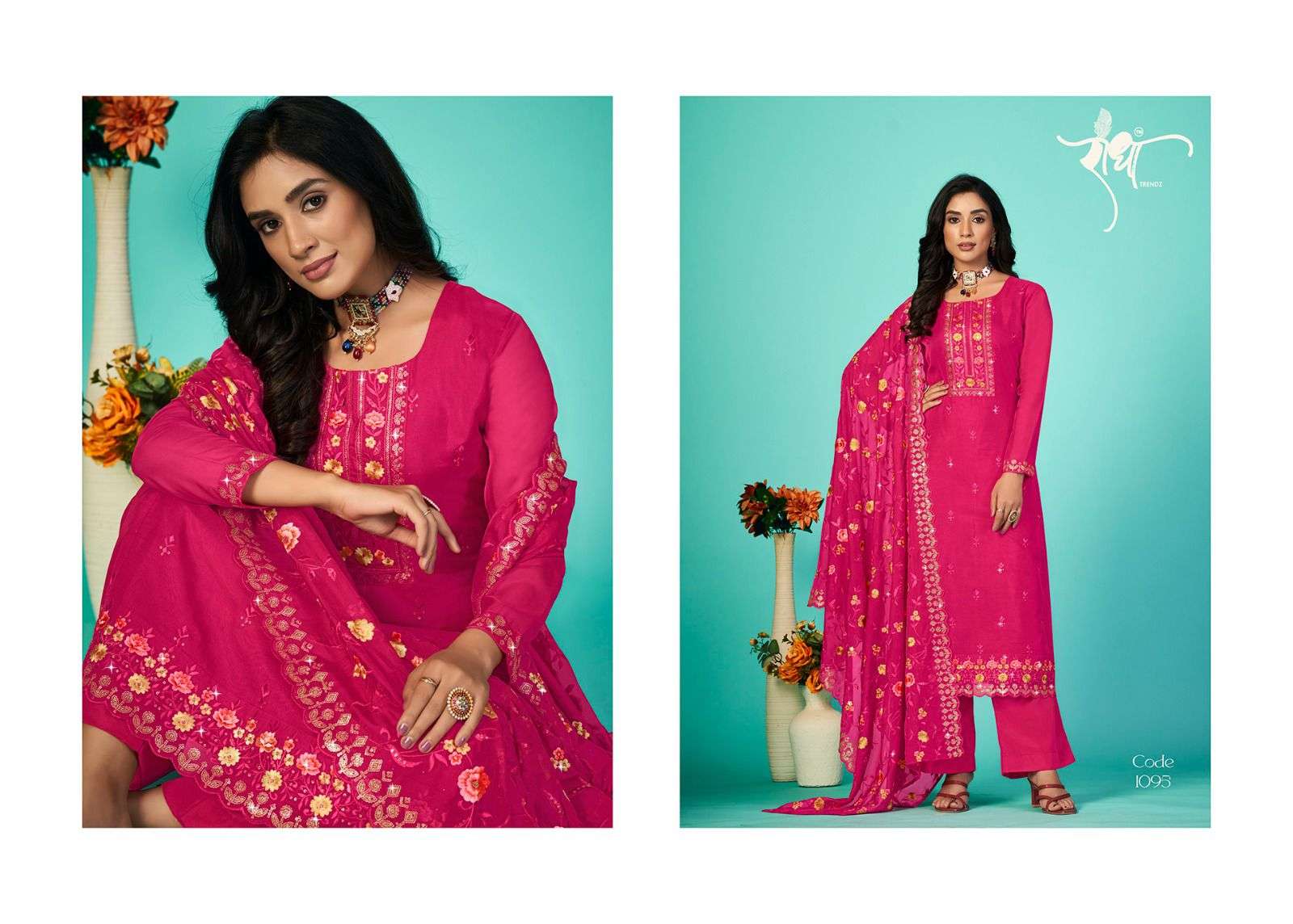 Bandhan By Radha Trendz 1091 To 1096 Series Beautiful Festive Suits Colorful Stylish Fancy Casual Wear & Ethnic Wear Organza Embroidery Dresses At Wholesale Price