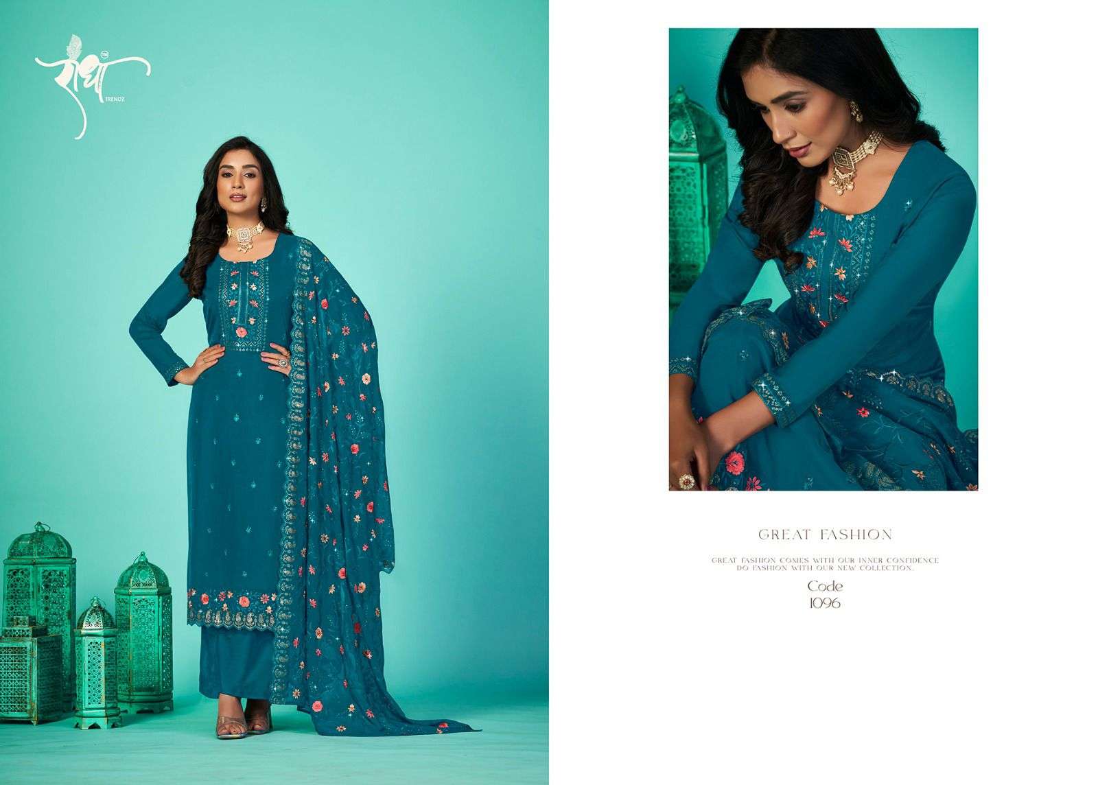 Bandhan By Radha Trendz 1091 To 1096 Series Beautiful Festive Suits Colorful Stylish Fancy Casual Wear & Ethnic Wear Organza Embroidery Dresses At Wholesale Price