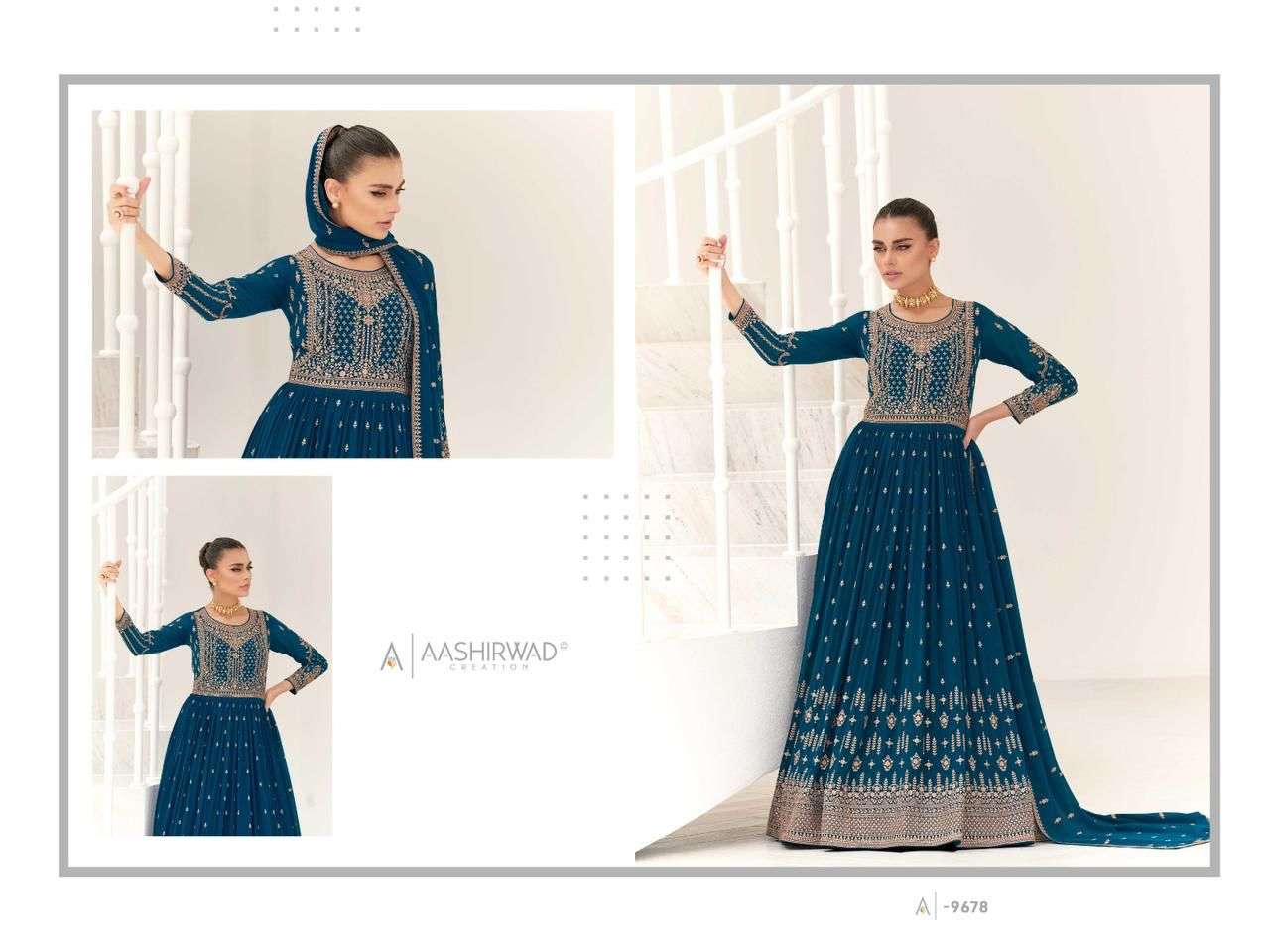 Taara By Aashirwad Creation 9675 To 9679 Series Beautiful Stylish Fancy Colorful Casual Wear & Ethnic Wear Georgette Gowns With Dupatta At Wholesale Price