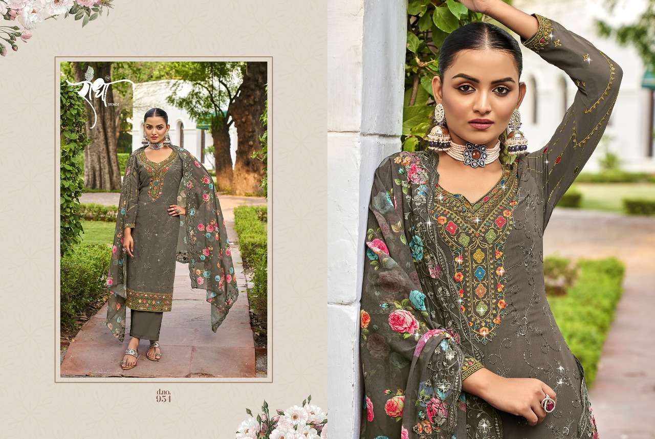 Rangoli Vol-2 By Radha Trendz 951 To 956 Series Beautiful Festive Suits Colorful Stylish Fancy Casual Wear & Ethnic Wear Georgette Embroidery Dresses At Wholesale Price