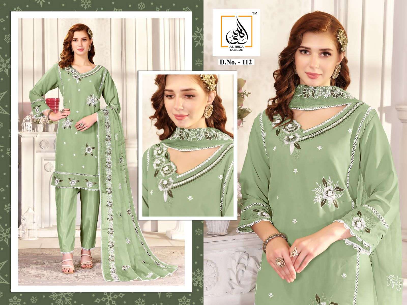 Al-Huda Hit Design 112 Colours By Al-Huda Fashion 112-A To 112-B Series Beautiful Pakistani Suits Colorful Stylish Fancy Casual Wear & Ethnic Wear Pure Georgette Embroidered Dresses At Wholesale Price