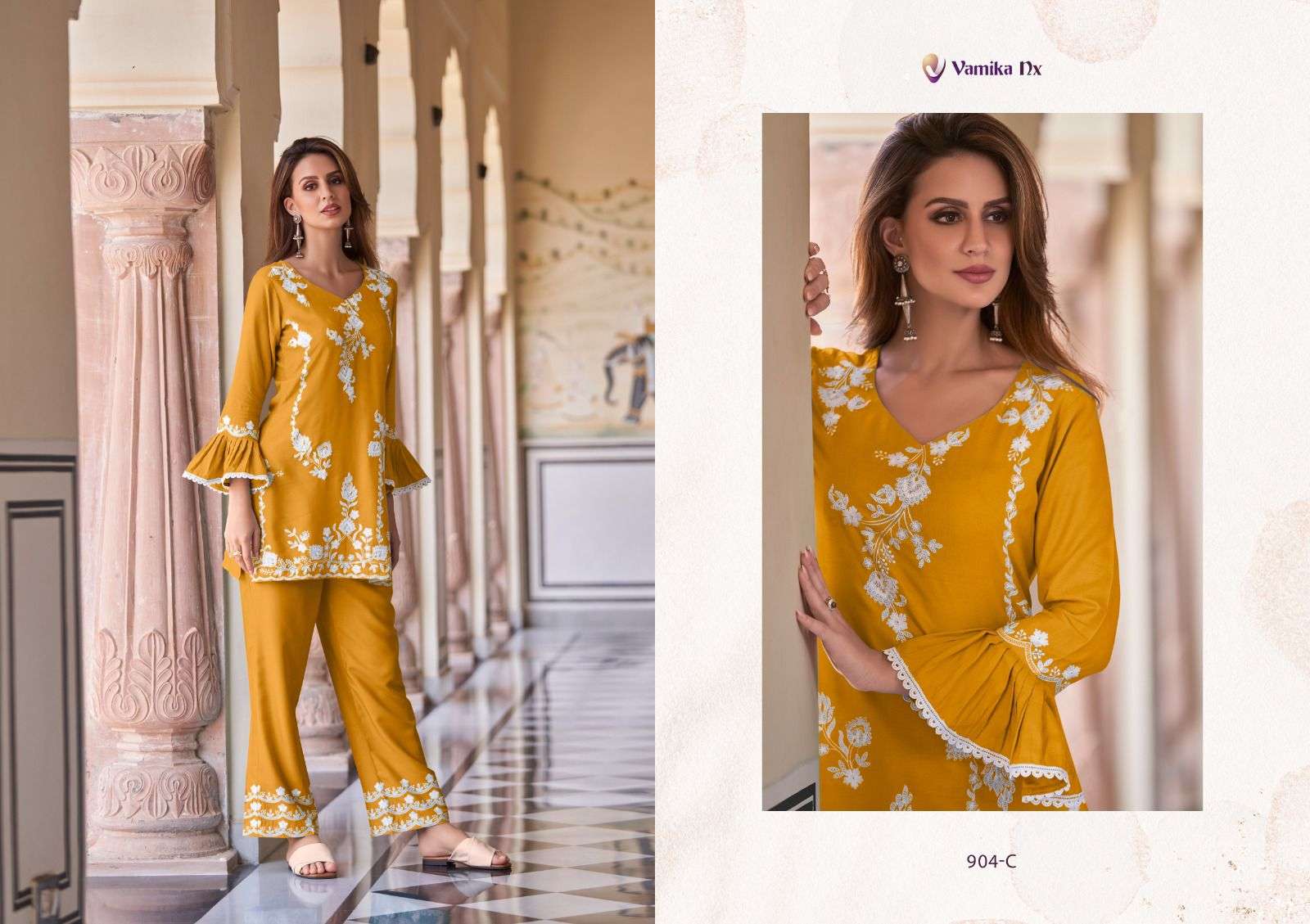 Vintage Gold By Vamika 904-A To 904-E Series Designer Stylish Fancy Colorful Beautiful Party Wear & Ethnic Wear Collection Heavy Rayon Kurtis With Bottom At Wholesale Price