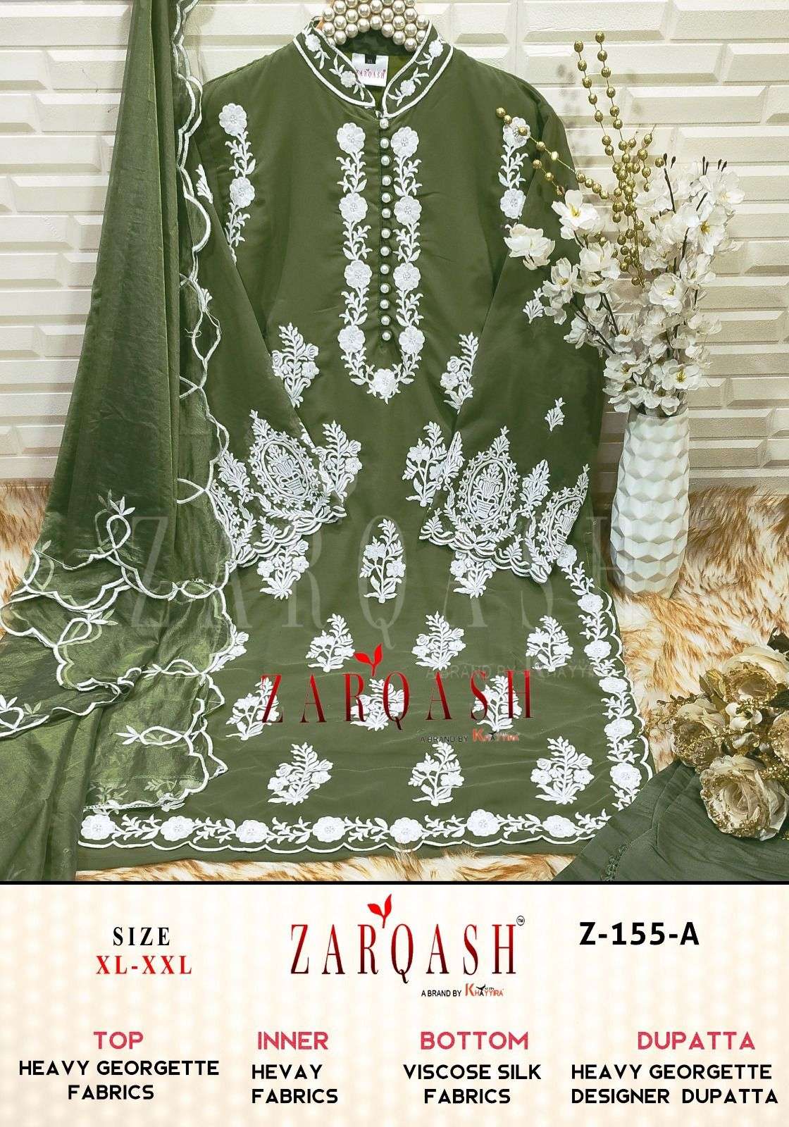 Zarqash Hit Design 155 Colours By Zarqash 155-A To 155-I Series Designer Festive Pakistani Suits Collection Beautiful Stylish Fancy Colorful Party Wear & Occasional Wear Faux Georgette Embroidered Dresses At Wholesale Price