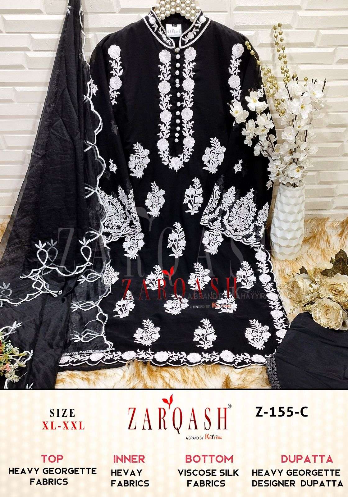 Zarqash Hit Design 155 Colours By Zarqash 155-A To 155-I Series Designer Festive Pakistani Suits Collection Beautiful Stylish Fancy Colorful Party Wear & Occasional Wear Faux Georgette Embroidered Dresses At Wholesale Price