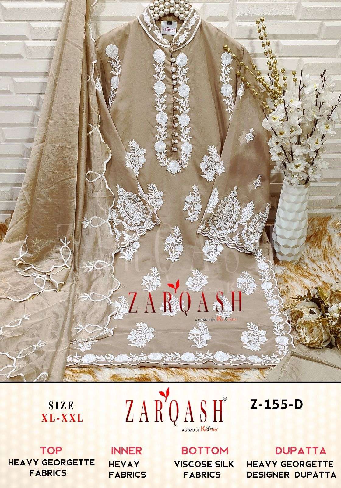 Zarqash Hit Design 155 Colours By Zarqash 155-A To 155-I Series Designer Festive Pakistani Suits Collection Beautiful Stylish Fancy Colorful Party Wear & Occasional Wear Faux Georgette Embroidered Dresses At Wholesale Price