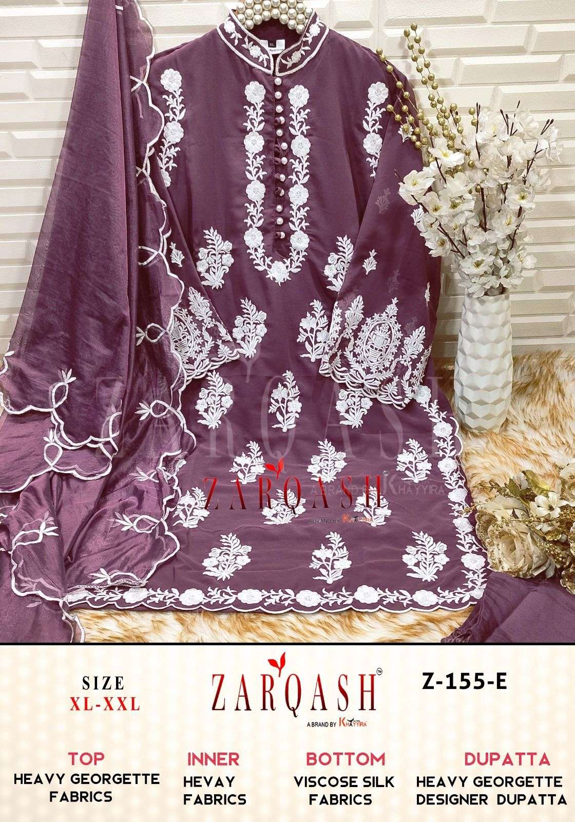 Zarqash Hit Design 155 Colours By Zarqash 155-A To 155-I Series Designer Festive Pakistani Suits Collection Beautiful Stylish Fancy Colorful Party Wear & Occasional Wear Faux Georgette Embroidered Dresses At Wholesale Price