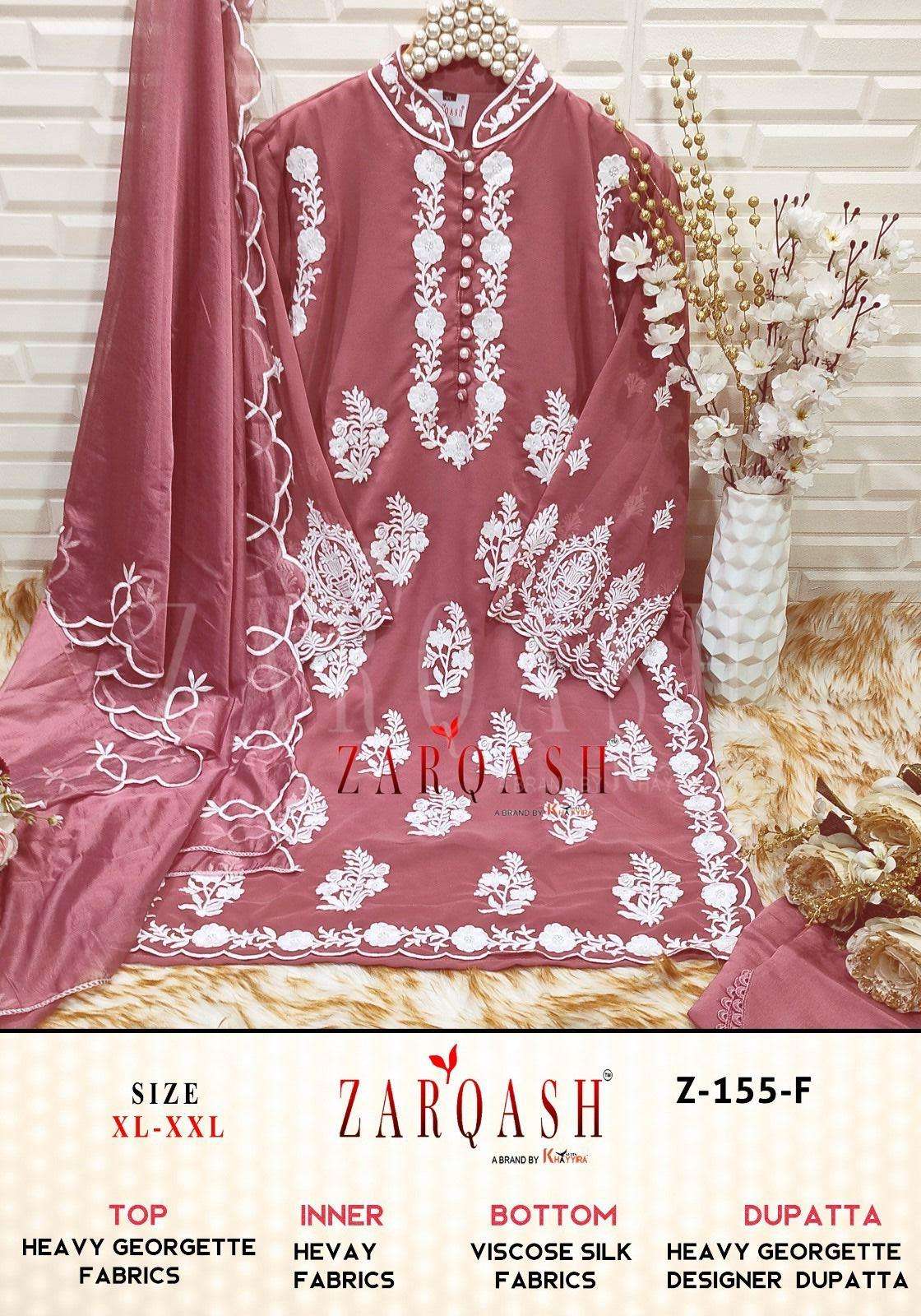 Zarqash Hit Design 155 Colours By Zarqash 155-A To 155-I Series Designer Festive Pakistani Suits Collection Beautiful Stylish Fancy Colorful Party Wear & Occasional Wear Faux Georgette Embroidered Dresses At Wholesale Price