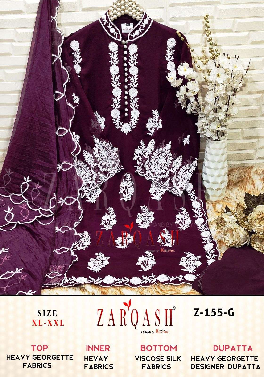 Zarqash Hit Design 155 Colours By Zarqash 155-A To 155-I Series Designer Festive Pakistani Suits Collection Beautiful Stylish Fancy Colorful Party Wear & Occasional Wear Faux Georgette Embroidered Dresses At Wholesale Price