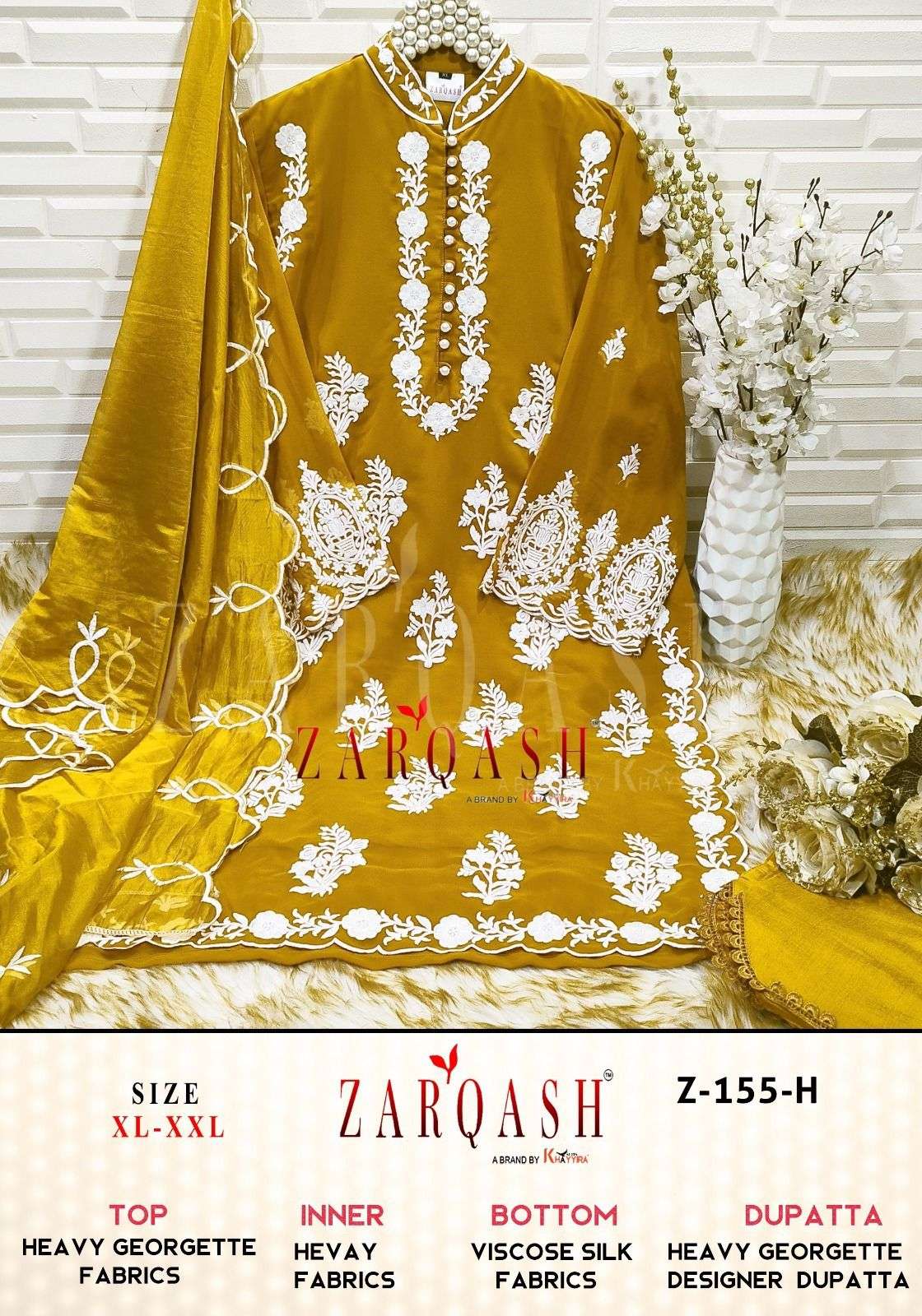 Zarqash Hit Design 155 Colours By Zarqash 155-A To 155-I Series Designer Festive Pakistani Suits Collection Beautiful Stylish Fancy Colorful Party Wear & Occasional Wear Faux Georgette Embroidered Dresses At Wholesale Price