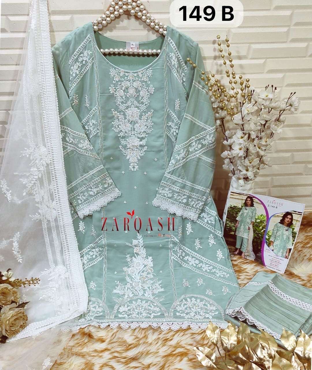 Zarqash Hit Design 149 Colours By Zarqash 149-A To 149-D Series Pakistani Suits Beautiful Fancy Colorful Stylish Party Wear & Occasional Wear Heavy Georgette Embroidery Dresses At Wholesale Price