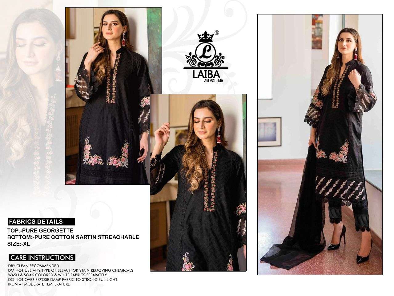 Am Vol-149 By Laiba Designer Pakistani Suits Beautiful Fancy Colorful Stylish Party Wear & Occasional Wear Pure Georgette Embroidered Dresses At Wholesale Price