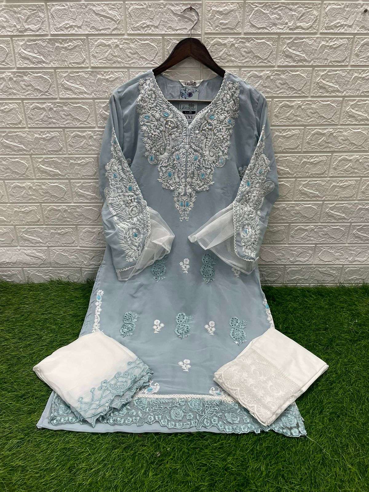 Luxuria Trendz Hit Design 1283 By Luxuria Designer Pakistani Suits Beautiful Stylish Fancy Colorful Party Wear & Occasional Wear Faux Georgette Embroidered Dresses At Wholesale Price