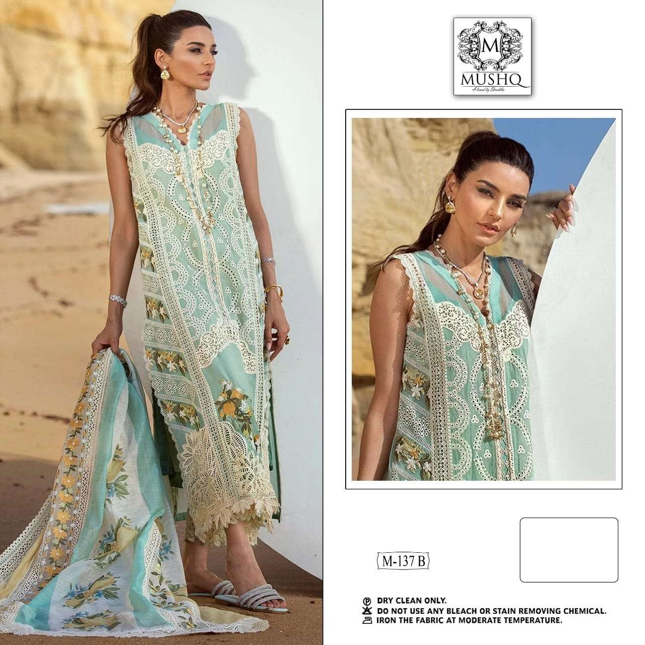 Mushq Hit Design 137-B By Mushq Designer Pakistani Suits Beautiful Stylish Fancy Colorful Party Wear & Occasional Wear Pure Cotton Embroidered Dresses At Wholesale Price
