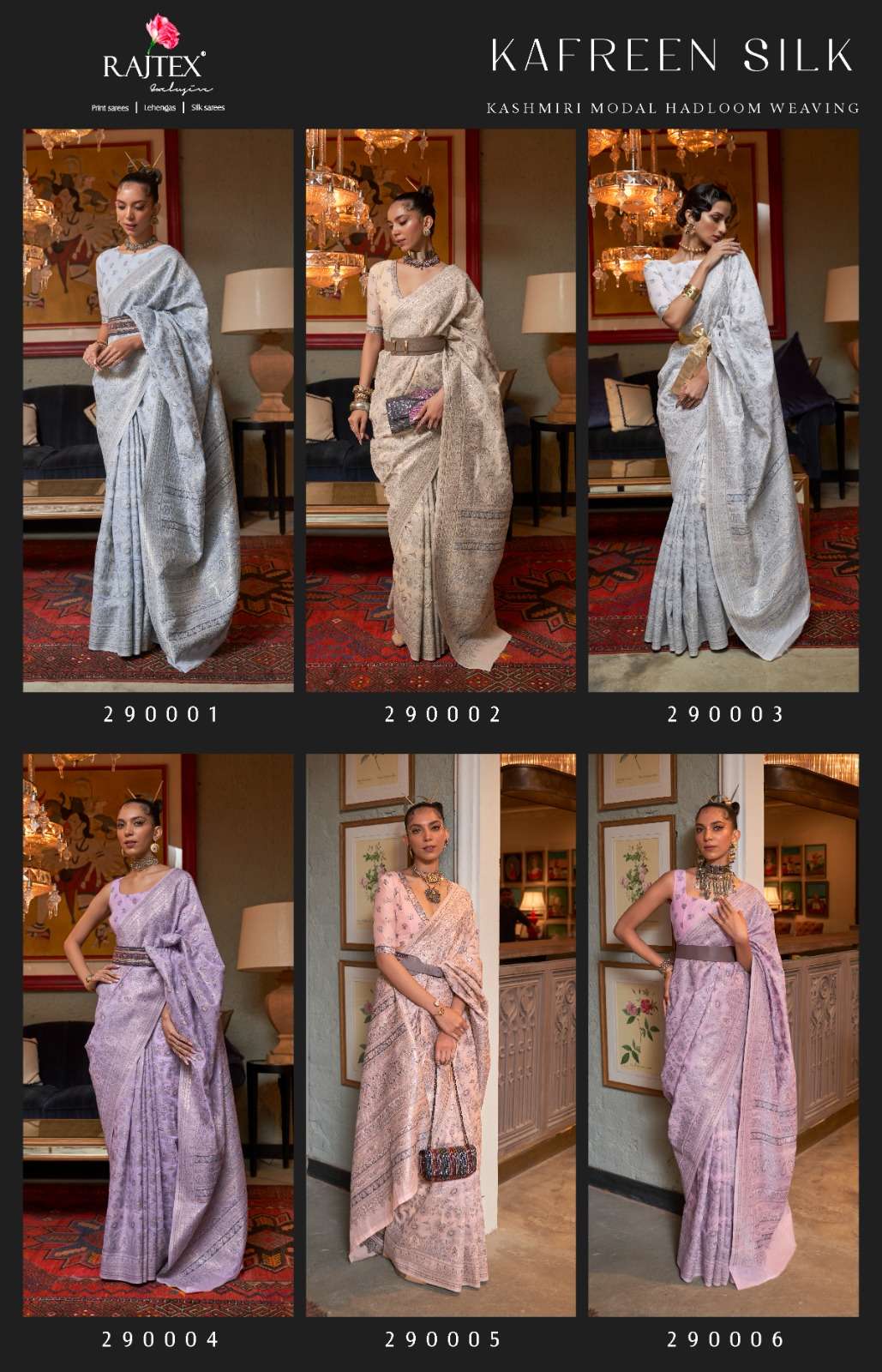 Kafreen Silk By Raj Tex 290001 To 290006 Series Indian Traditional Wear Collection Beautiful Stylish Fancy Colorful Party Wear & Occasional Wear Modal Silk Sarees At Wholesale Price
