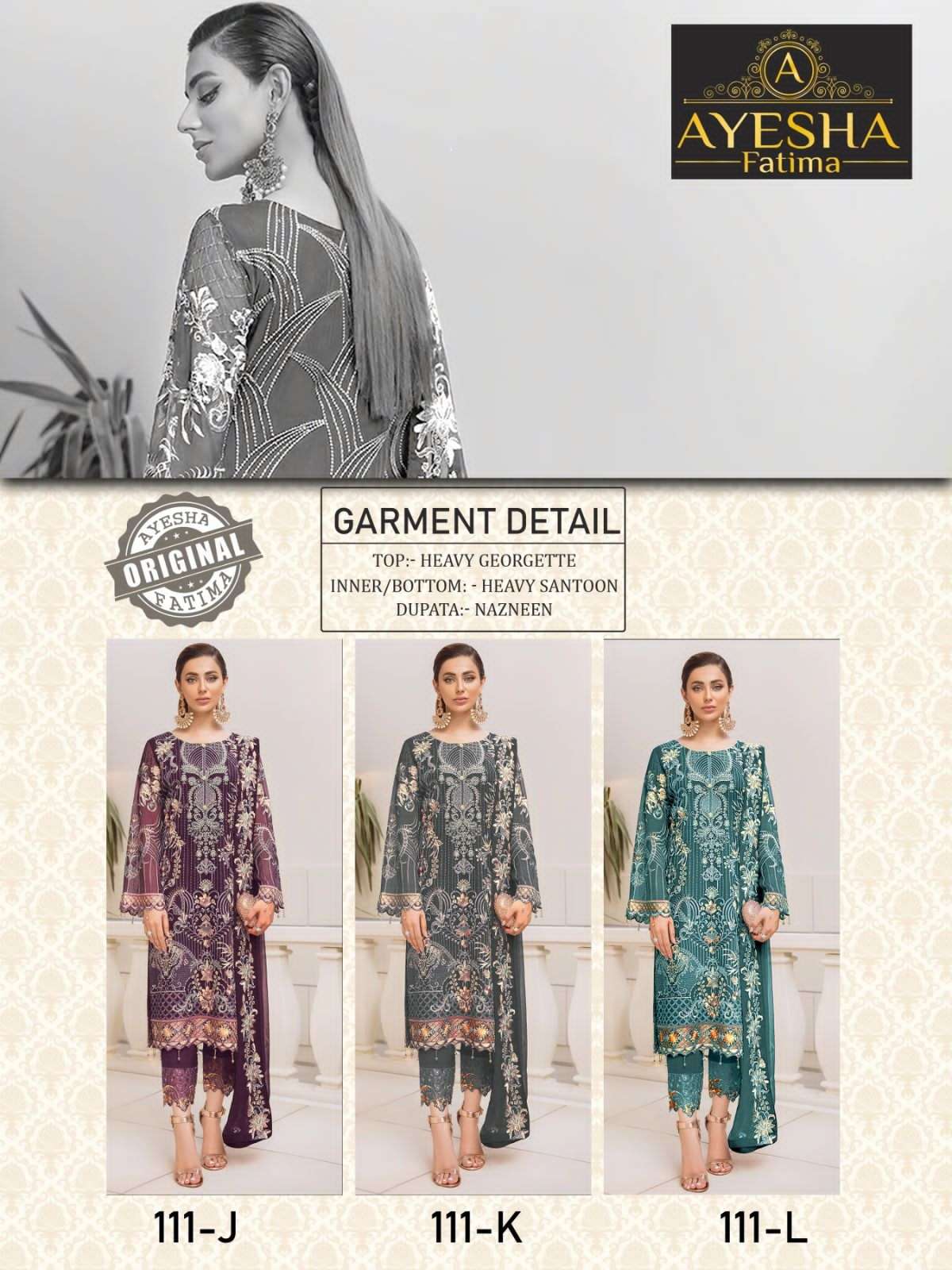 AF-111 Colours By Ayesha Fatima 111-J To 111-L Series Beautiful Pakistani Suits Colorful Stylish Fancy Casual Wear & Ethnic Wear Heavy Georgette Dresses At Wholesale Price